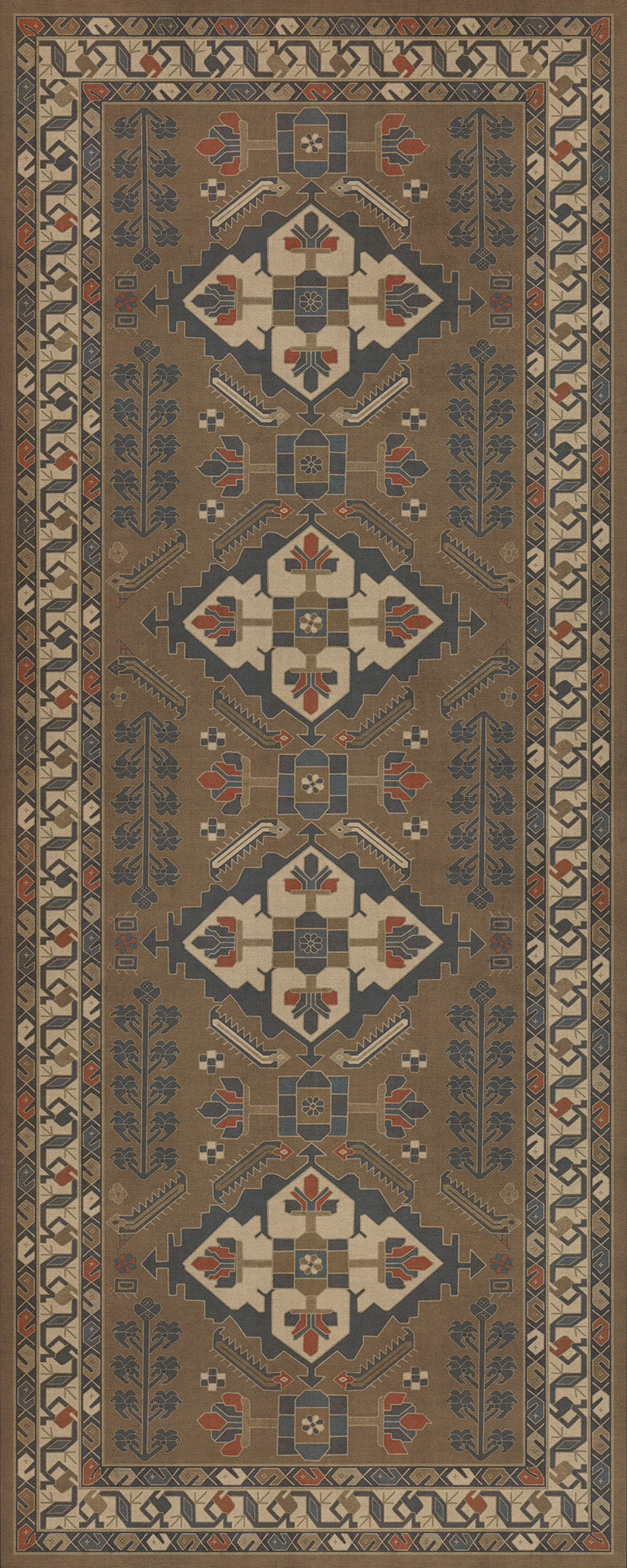 Persian Bazaar - Hamadan - Hadi 36x90 Vintage Vinyl Floorcloth