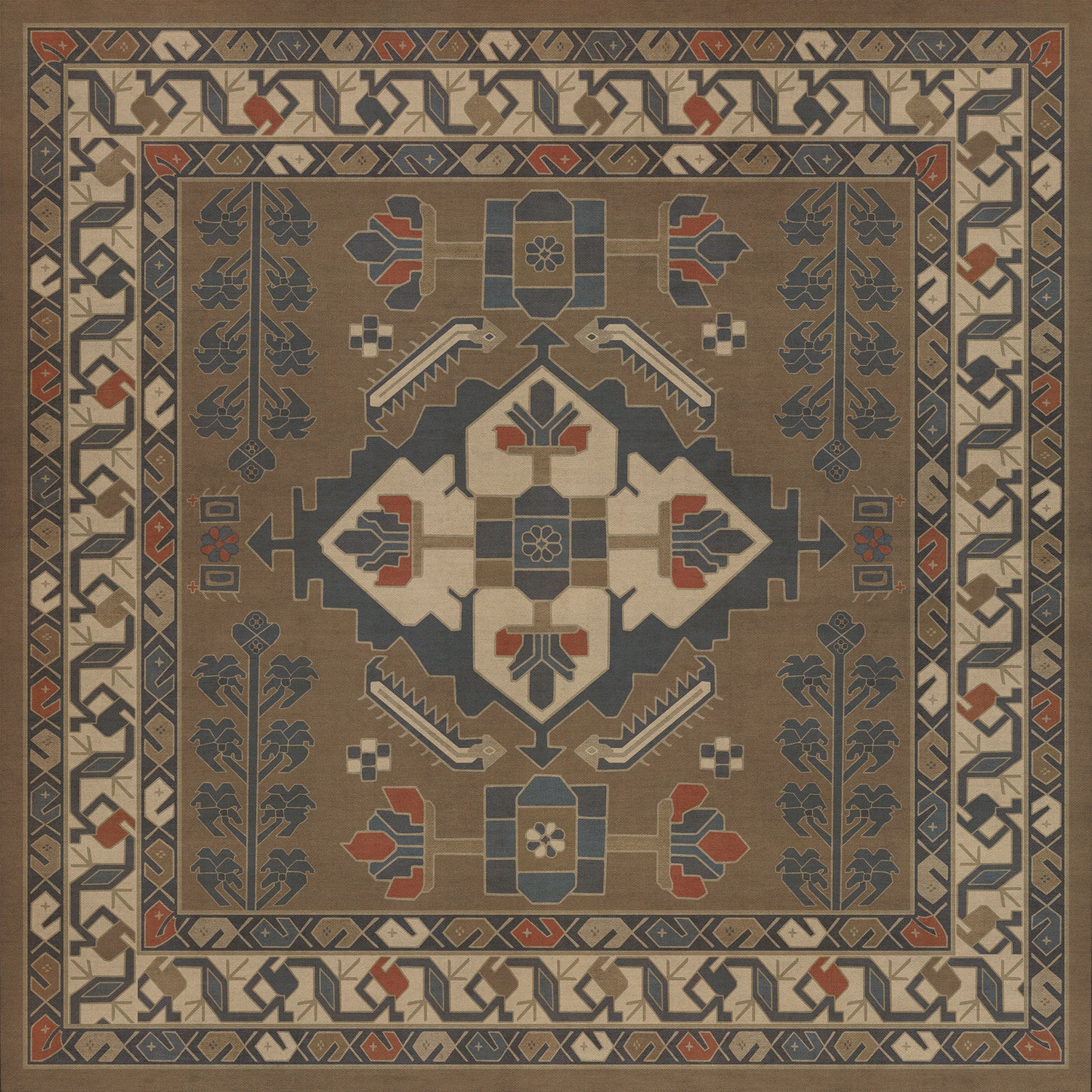Persian Bazaar - Hamadan - Hadi 36x36 Vintage Vinyl Floorcloth
