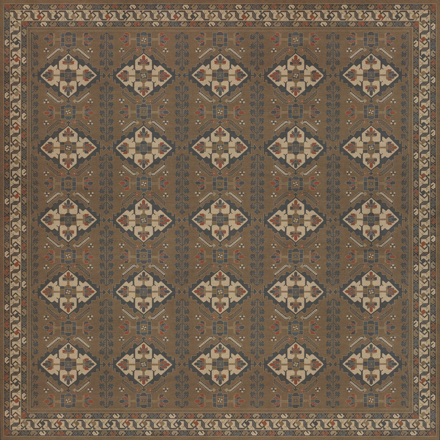 Persian Bazaar - Hamadan - Hadi 96x96 Vintage Vinyl Floorcloth