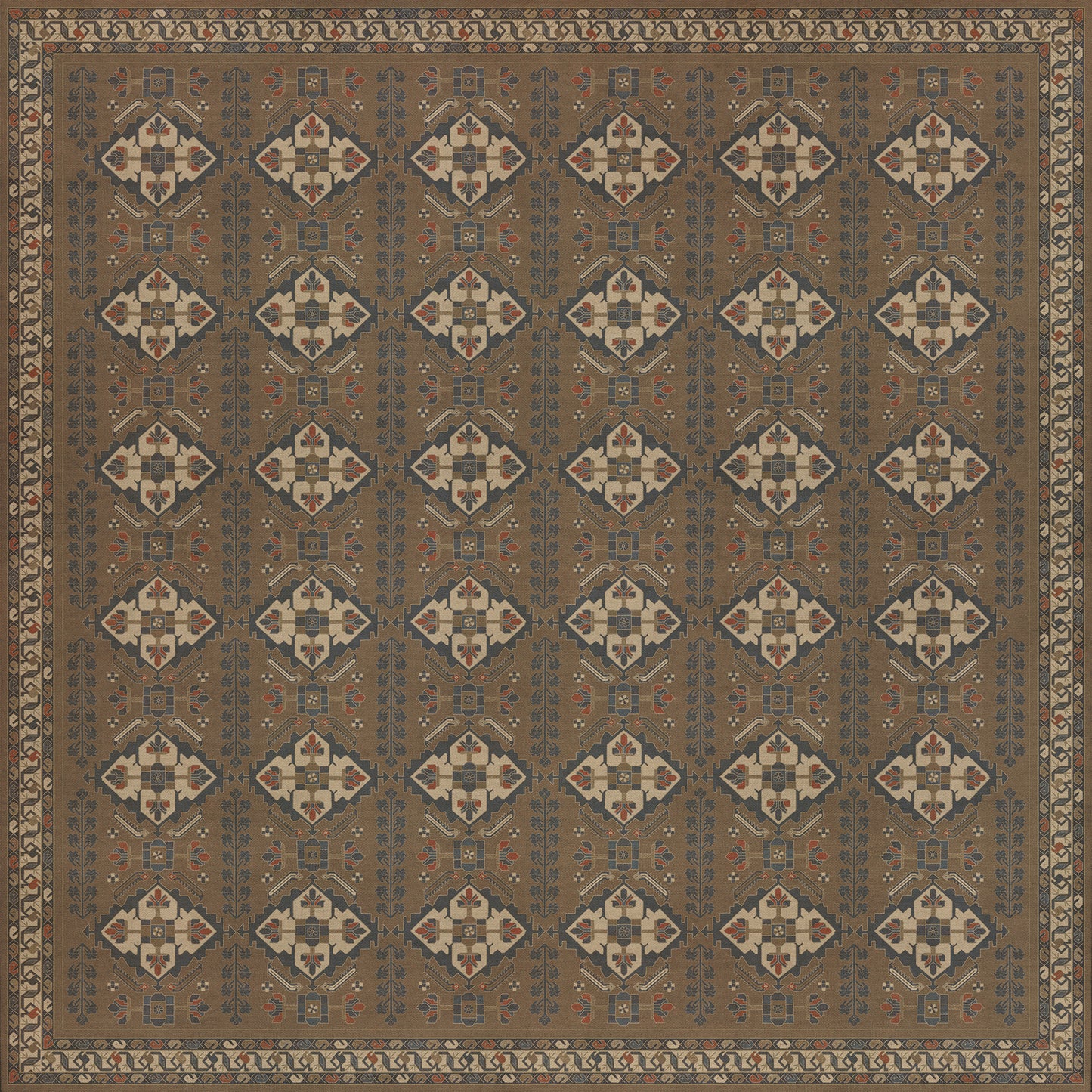 Persian Bazaar - Hamadan - Hadi 120x120 Vintage Vinyl Floorcloth