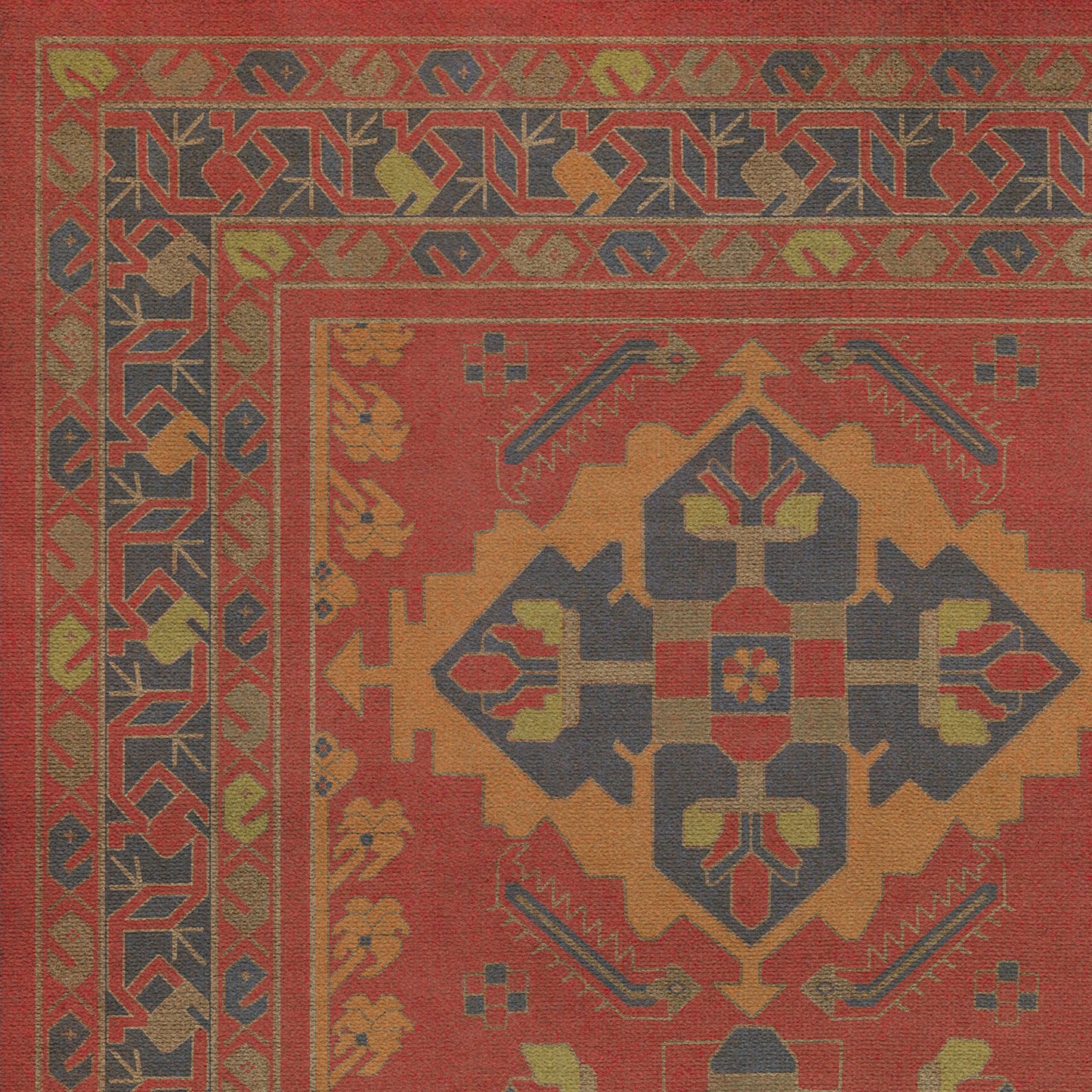 Persian Bazaar - Hamadan - Memnu 72x108 Vintage Vinyl Floorcloth