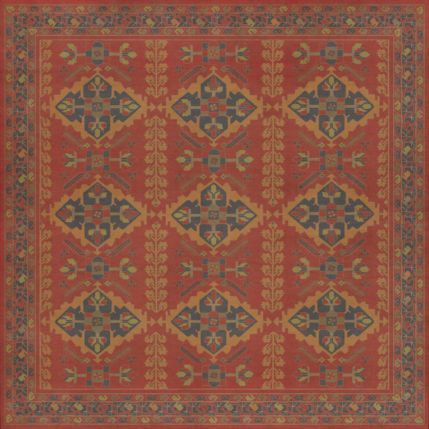 Persian Bazaar - Hamadan - Memnu 72x72 Vintage Vinyl Floorcloth