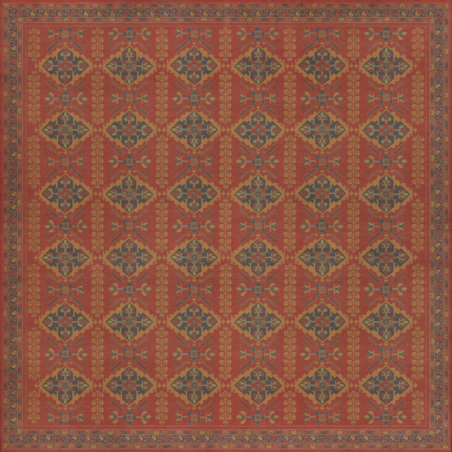 Persian Bazaar - Hamadan - Memnu 120x120 Vintage Vinyl Floorcloth