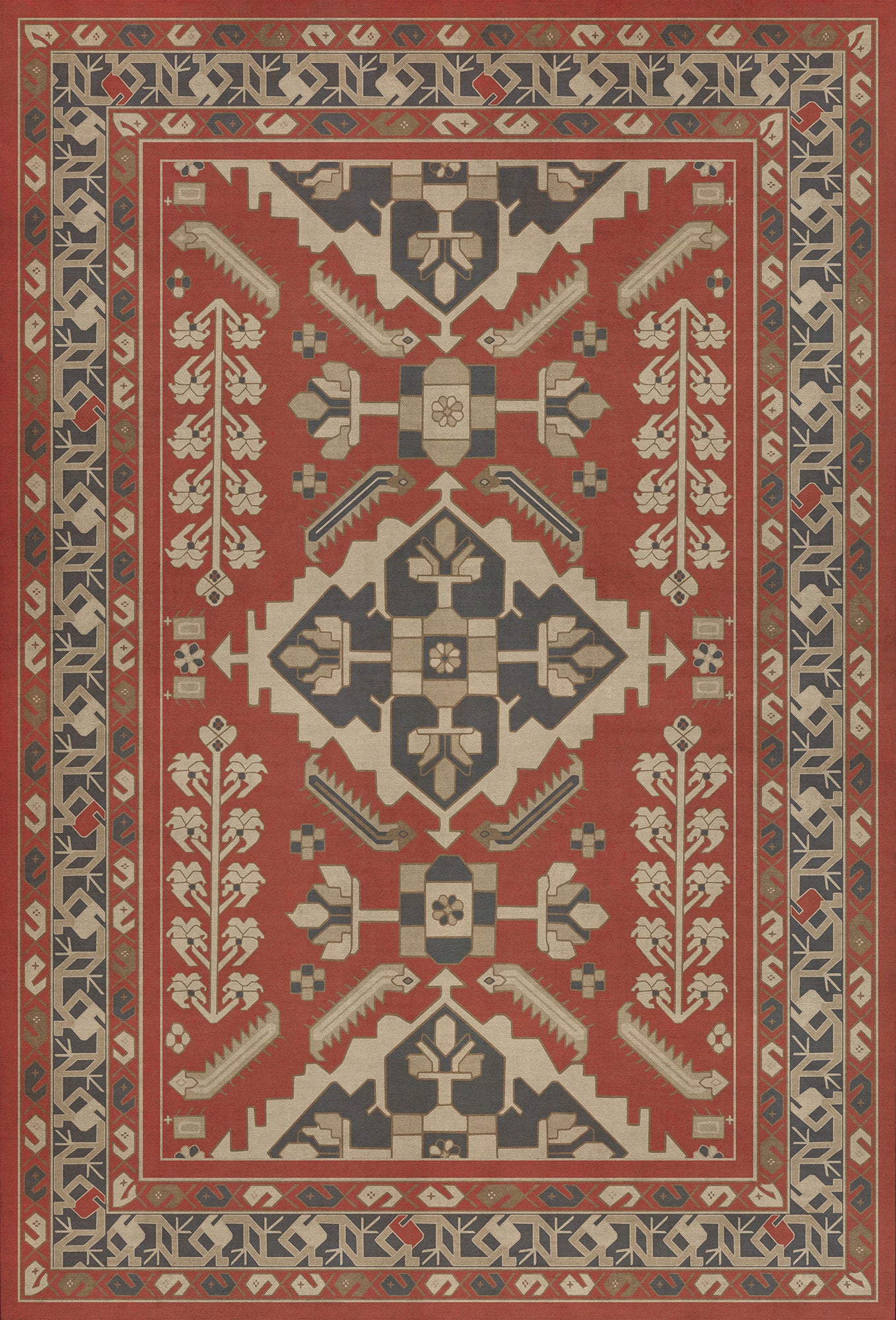 Persian Bazaar - Hamadan - Kismet 38x56 Vintage Vinyl Floorcloth