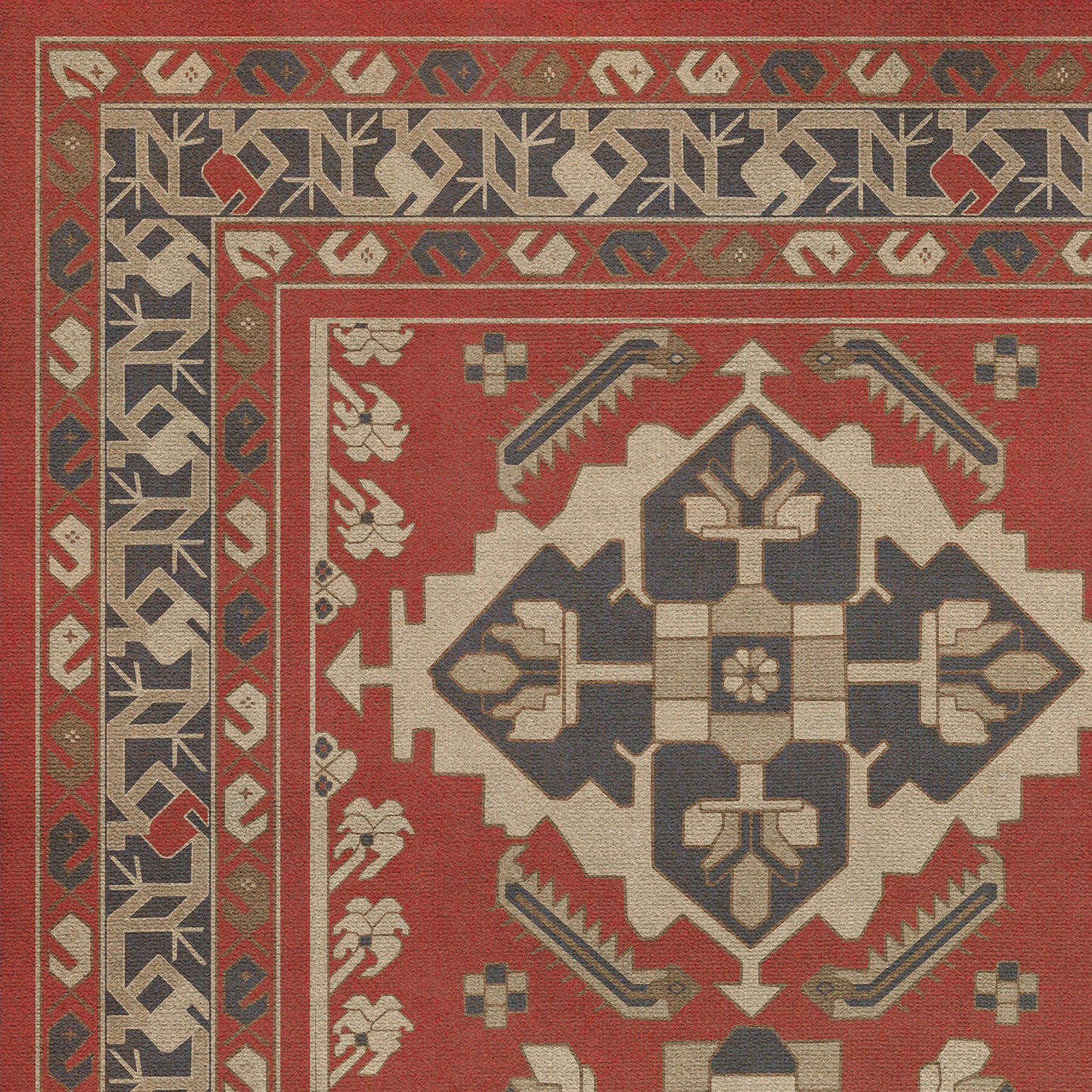 Persian Bazaar - Hamadan - Kismet 72x108 Vintage Vinyl Floorcloth