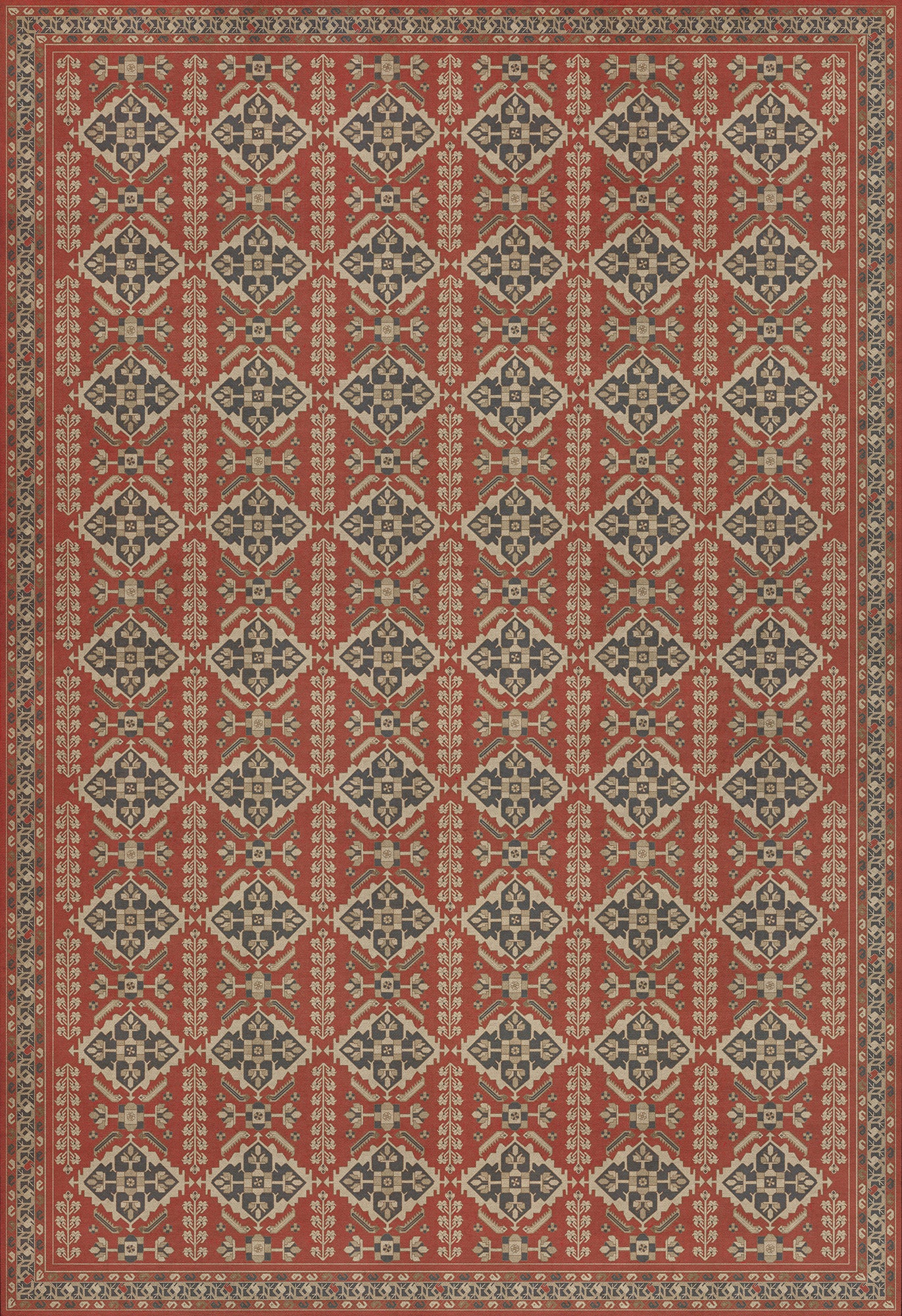 Persian Bazaar - Hamadan - Kismet 120x175 Vintage Vinyl Floorcloth