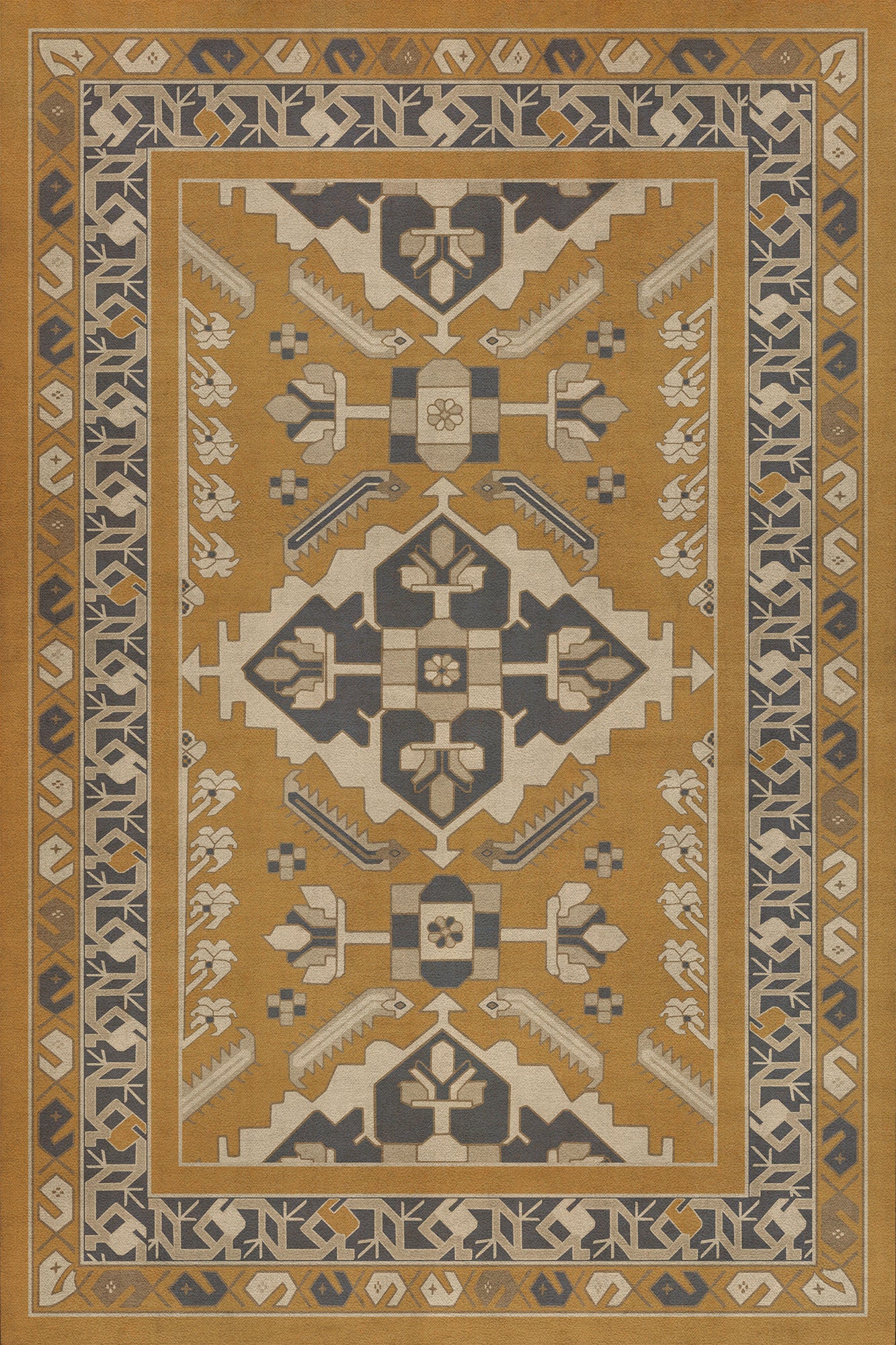 Persian Bazaar - Hamadan - Noor 20x30 Vintage Vinyl Floorcloth