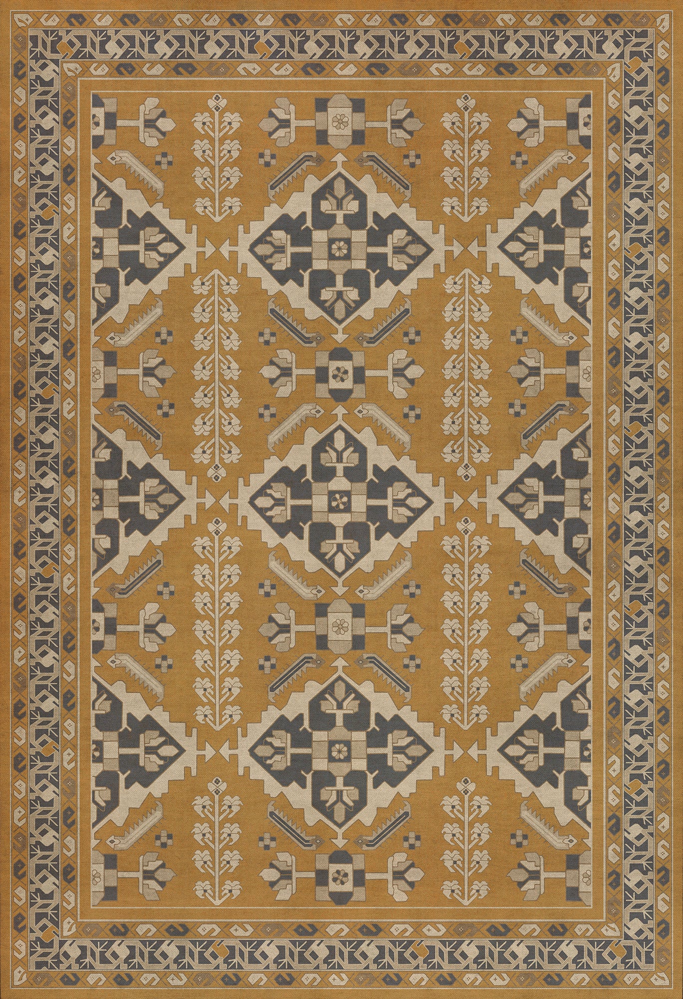 Persian Bazaar - Hamadan - Noor 52x76 Vintage Vinyl Floorcloth
