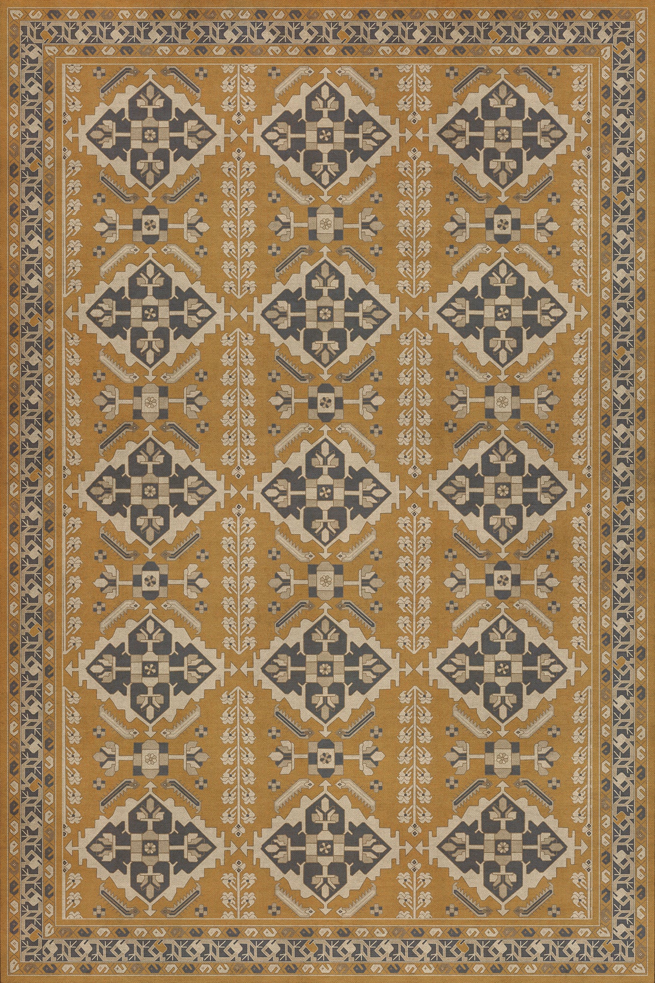 Persian Bazaar - Hamadan - Noor 72x108 Vintage Vinyl Floorcloth