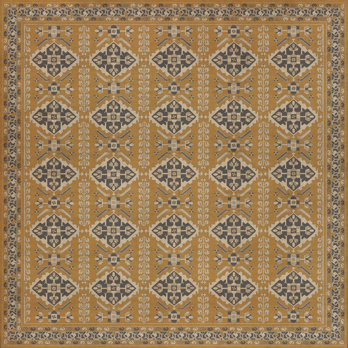 Persian Bazaar - Hamadan - Noor 96x96 Vintage Vinyl Floorcloth