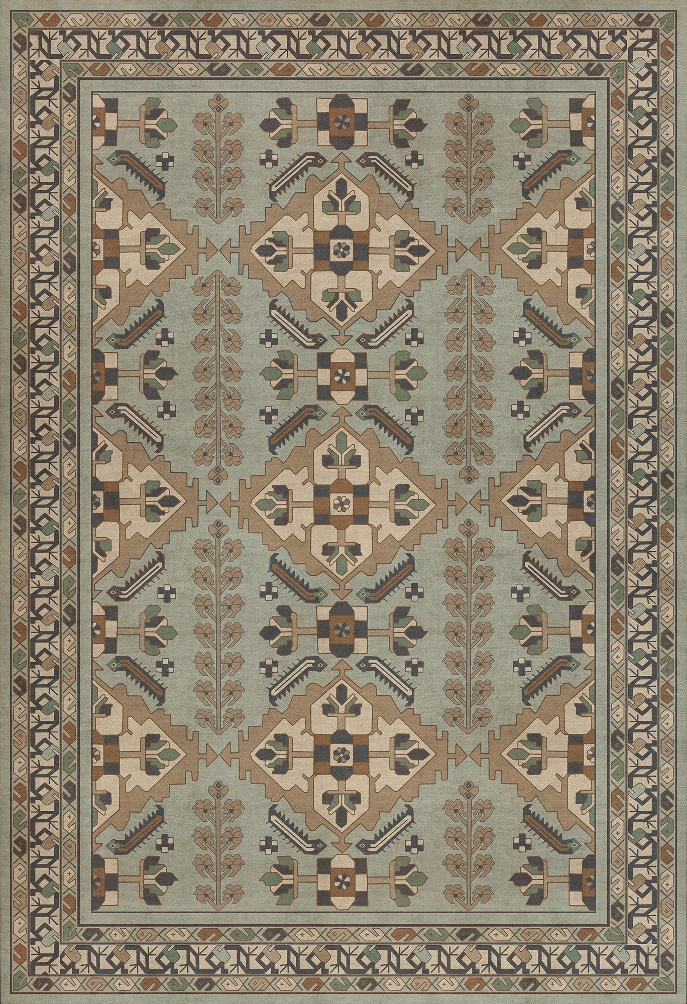 Persian Bazaar - Hamadan - Sadiq 52x76 Vintage Vinyl Floorcloth