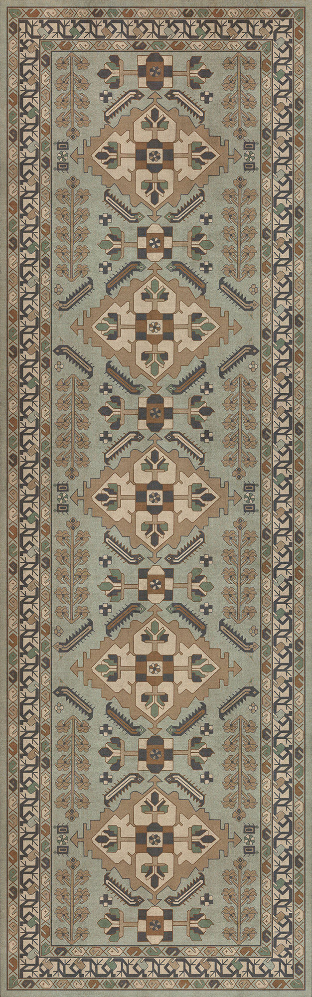 Persian Bazaar - Hamadan - Sadiq 36x115 Vintage Vinyl Floorcloth