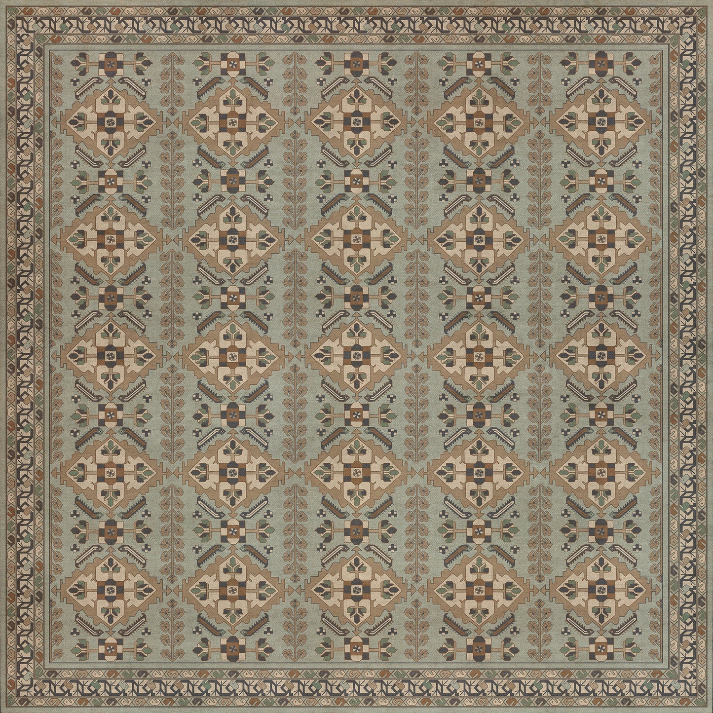 Persian Bazaar - Hamadan - Sadiq 96x96 Vintage Vinyl Floorcloth