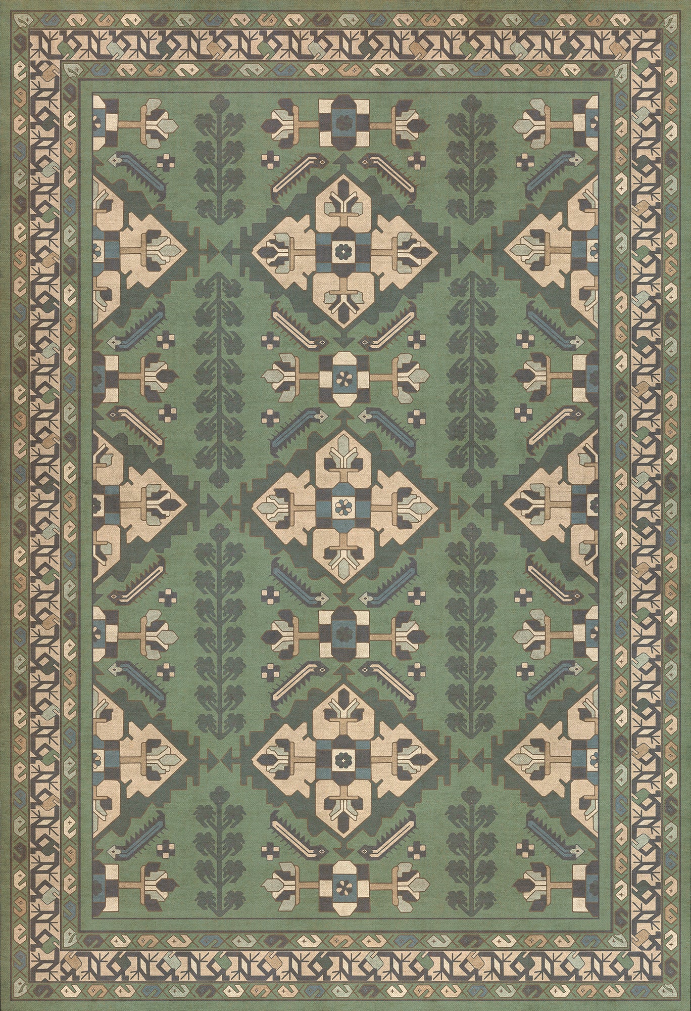 Persian Bazaar - Hamadan - Yakamoz 52x76 Vintage Vinyl Floorcloth