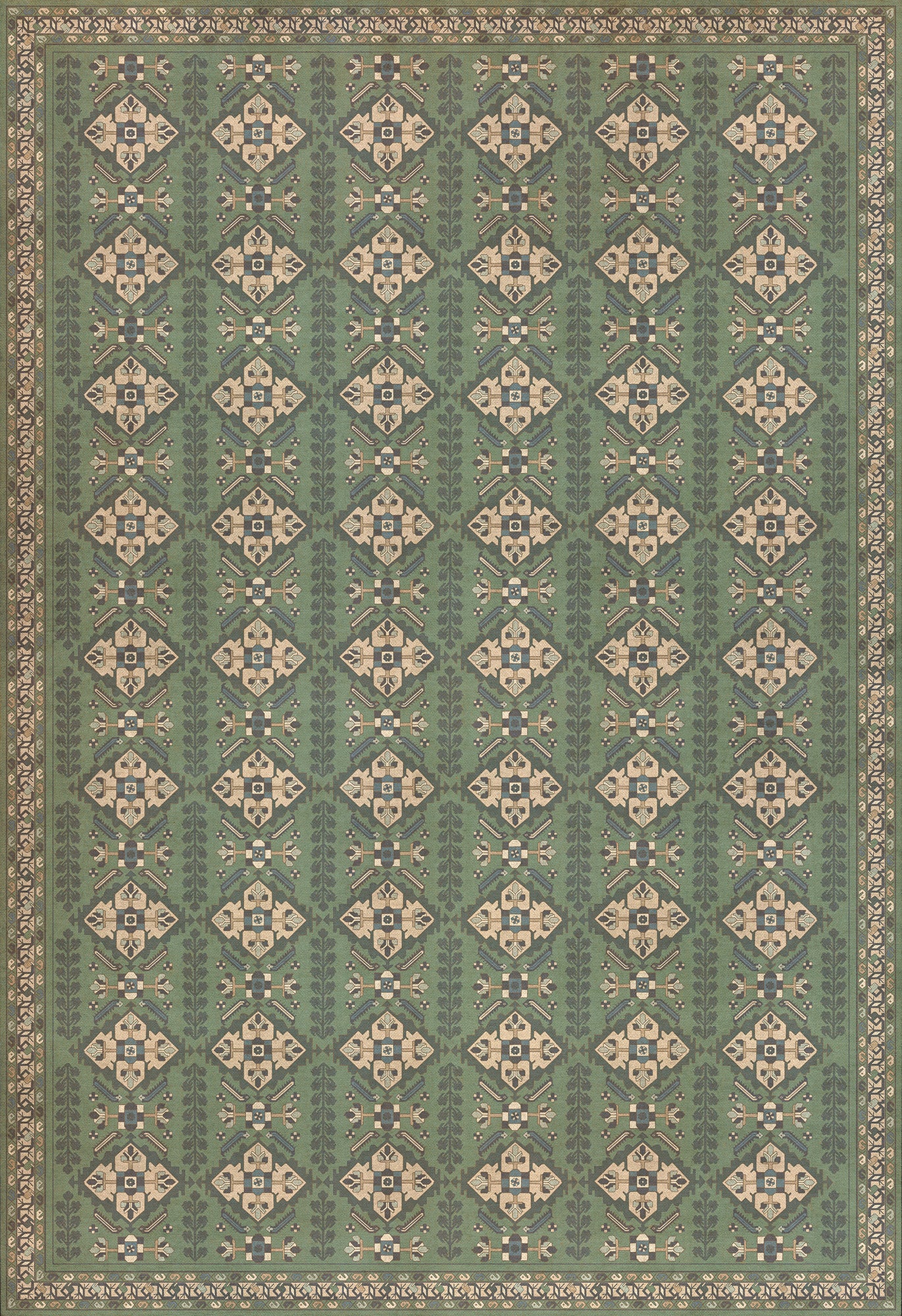 Persian Bazaar - Hamadan - Yakamoz 120x175 Vintage Vinyl Floorcloth
