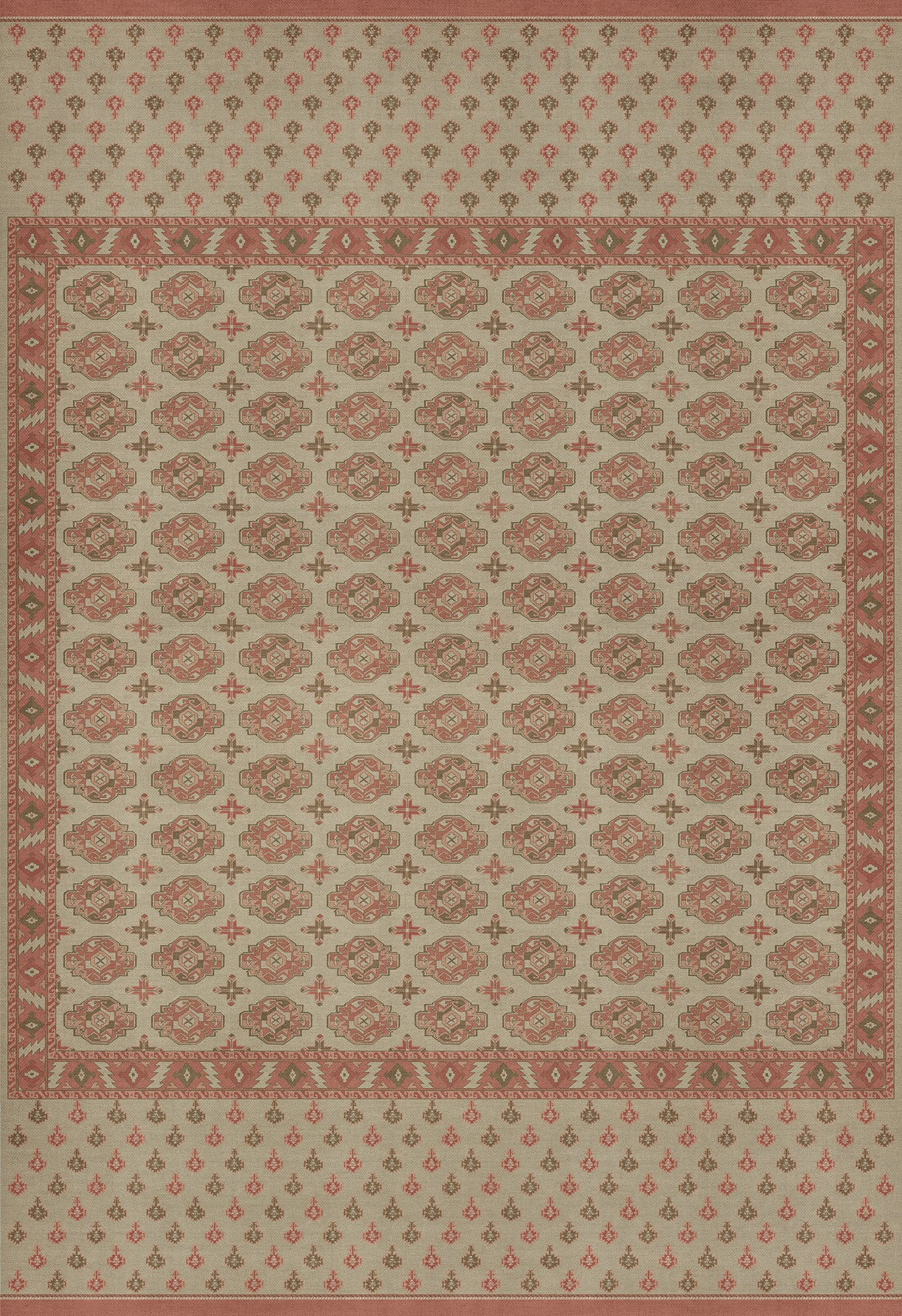 Persian Bazaar - Chuval Gul - Lale 120x175 Vintage Vinyl Floorcloth