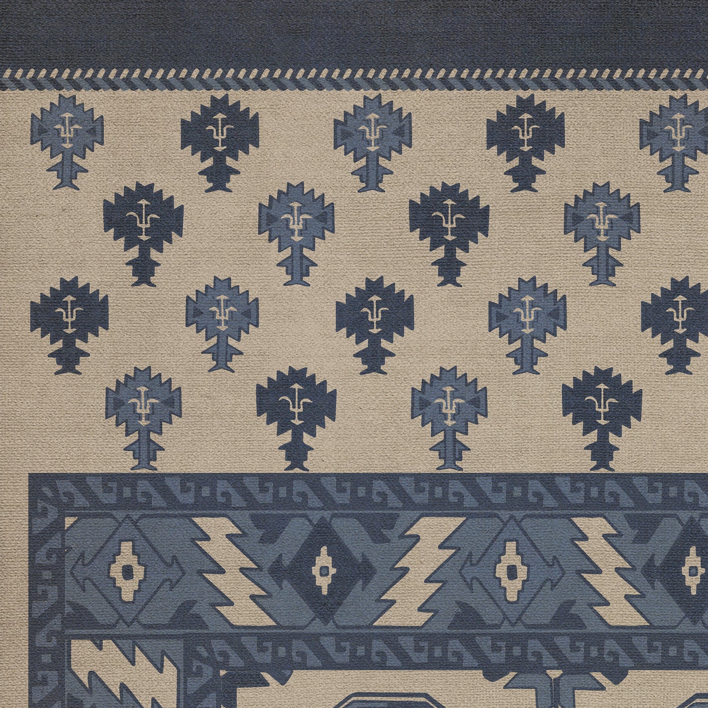 Persian Bazaar - Chuval Gul - Safin 72x108 Vintage Vinyl Floorcloth