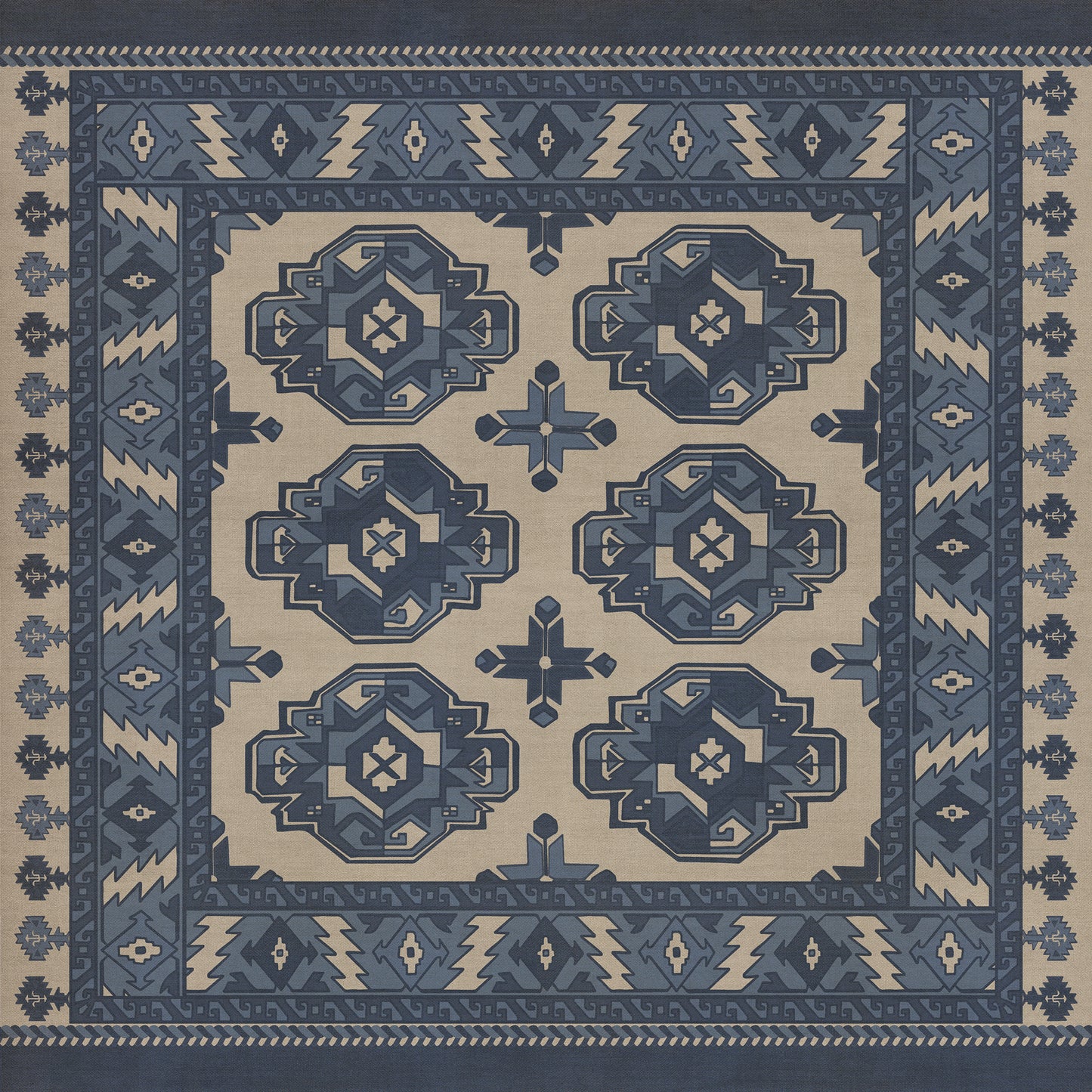 Persian Bazaar - Chuval Gul - Safin 36x36 Vintage Vinyl Floorcloth