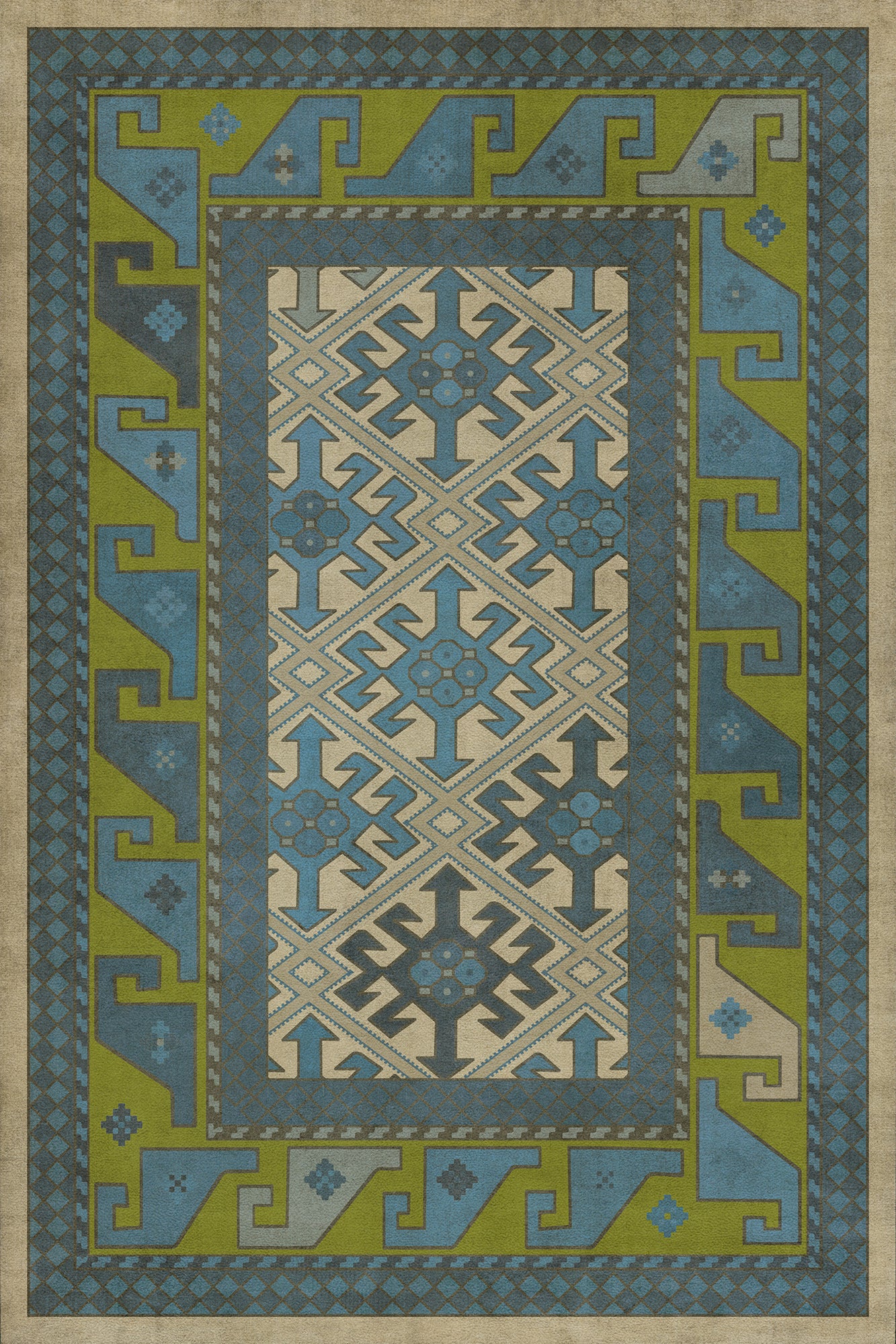 Persian Bazaar - Daghestan - Babki 20x30 Vintage Vinyl Floorcloth