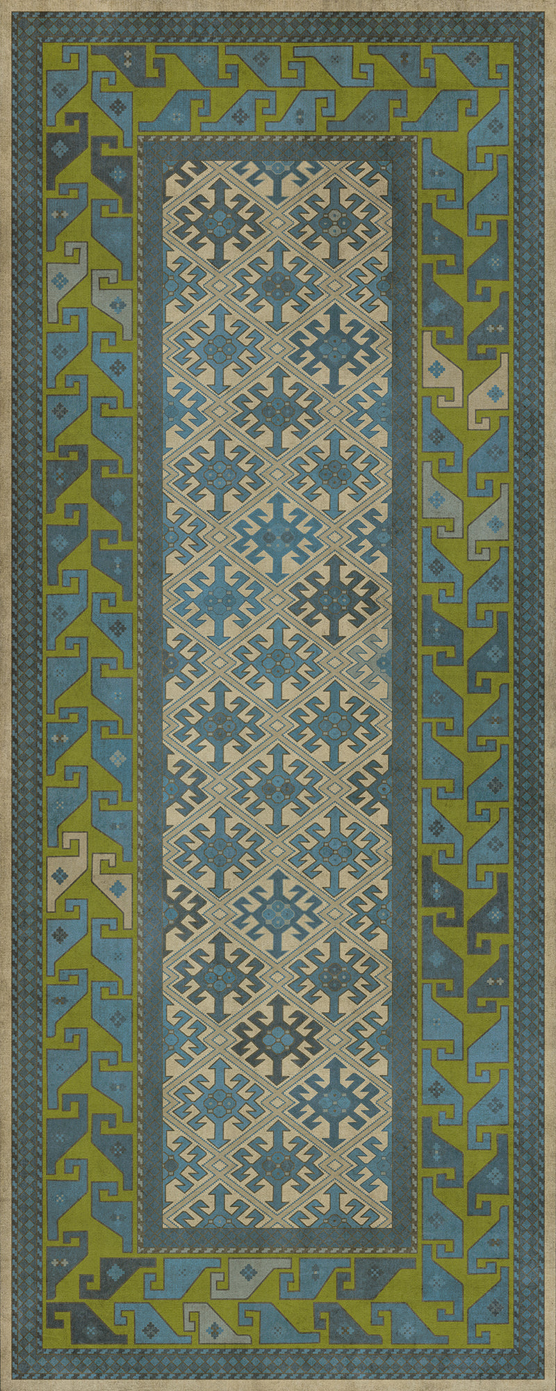 Persian Bazaar - Daghestan - Babki 36x90 Vintage Vinyl Floorcloth