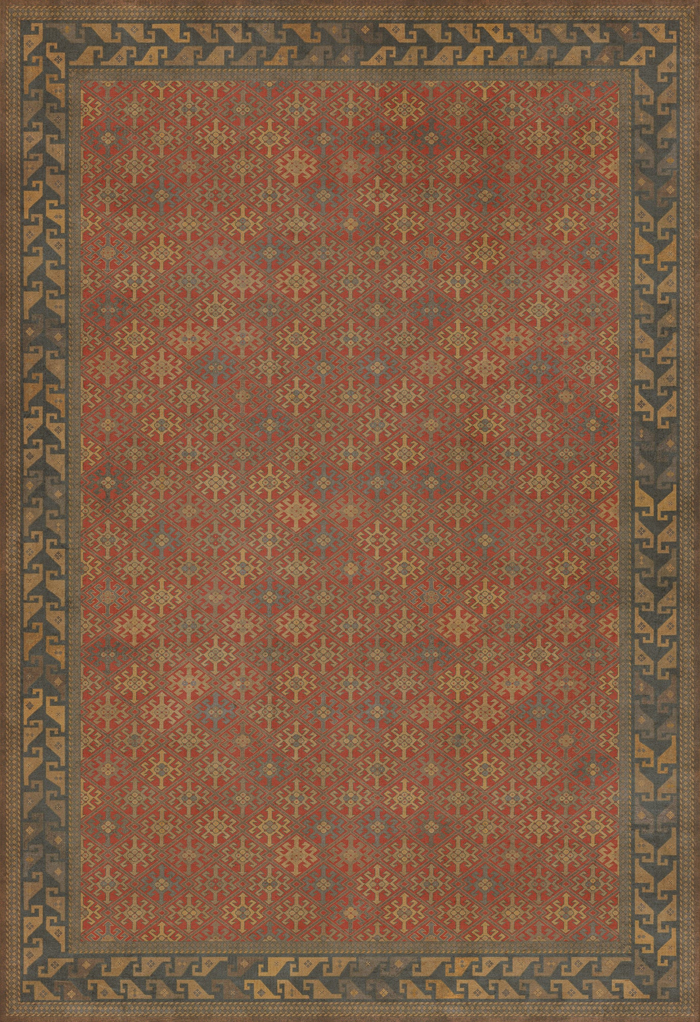 Persian Bazaar - Daghestan - Bazara Net 96x140 Vintage Vinyl Floorcloth