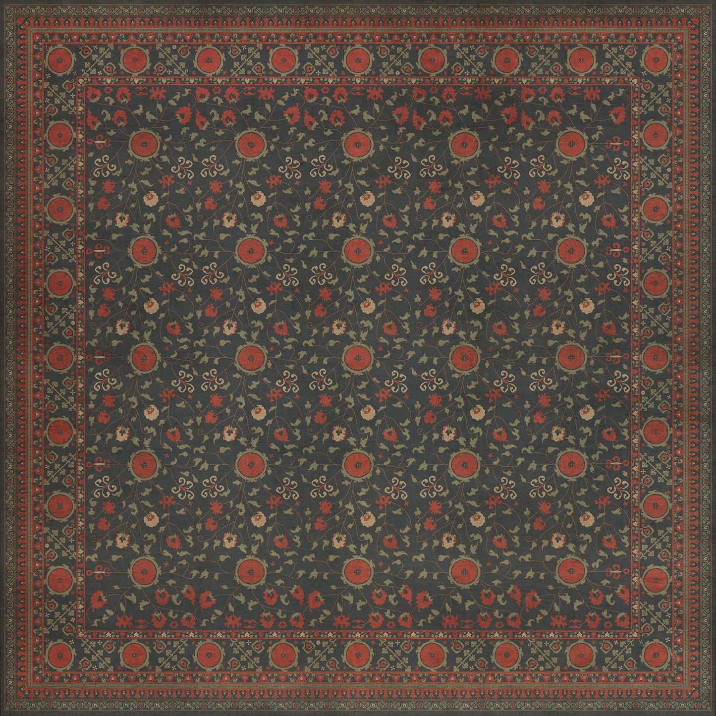 Persian Bazaar - Samarkand - Anora 120x120 Vintage Vinyl Floorcloth