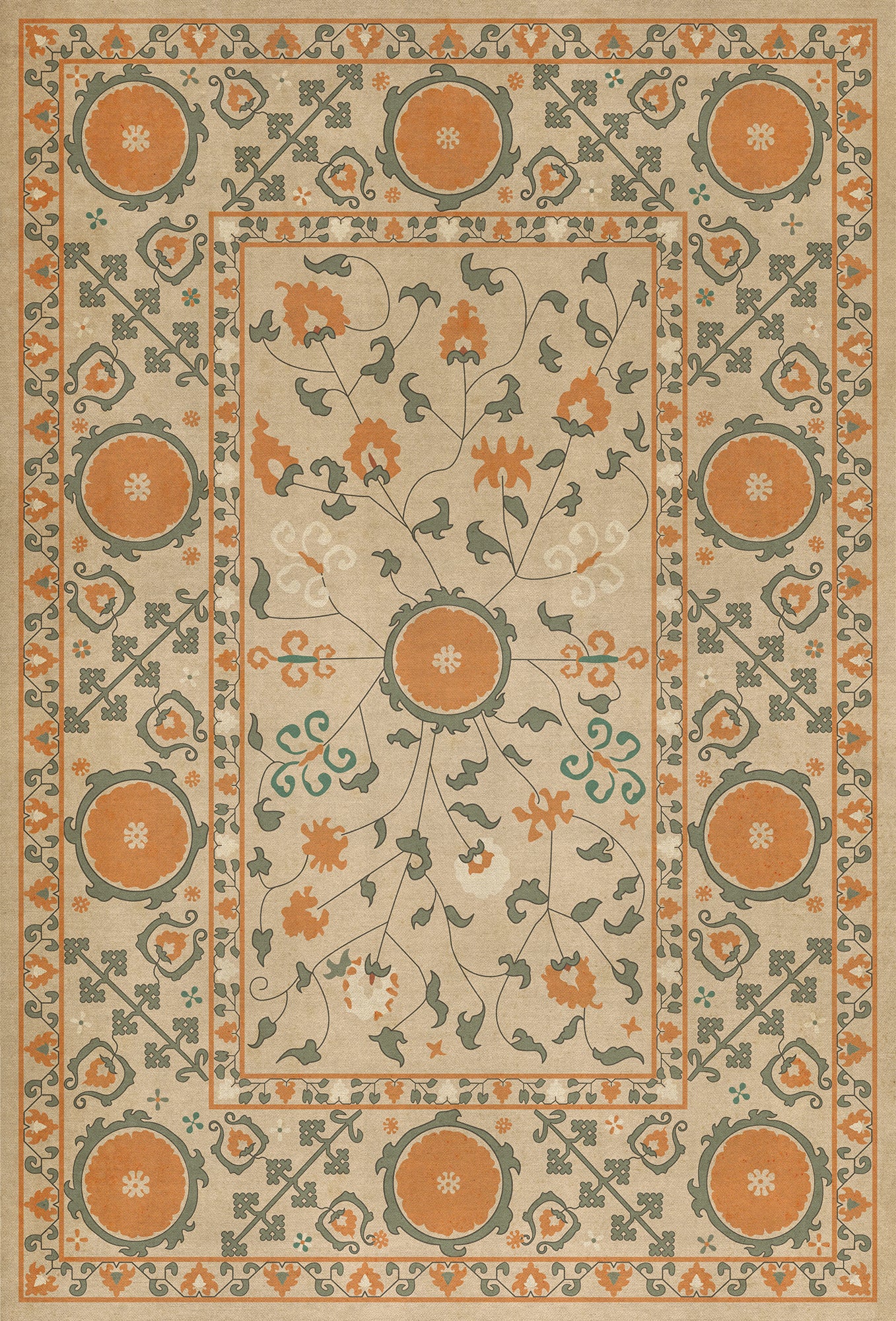 Persian Bazaar - Samarkand - Bahora 38x56 Vintage Vinyl Floorcloth