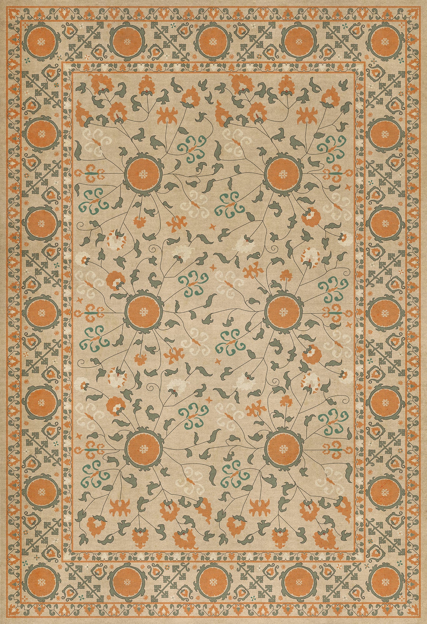 Persian Bazaar - Samarkand - Bahora 52x76 Vintage Vinyl Floorcloth