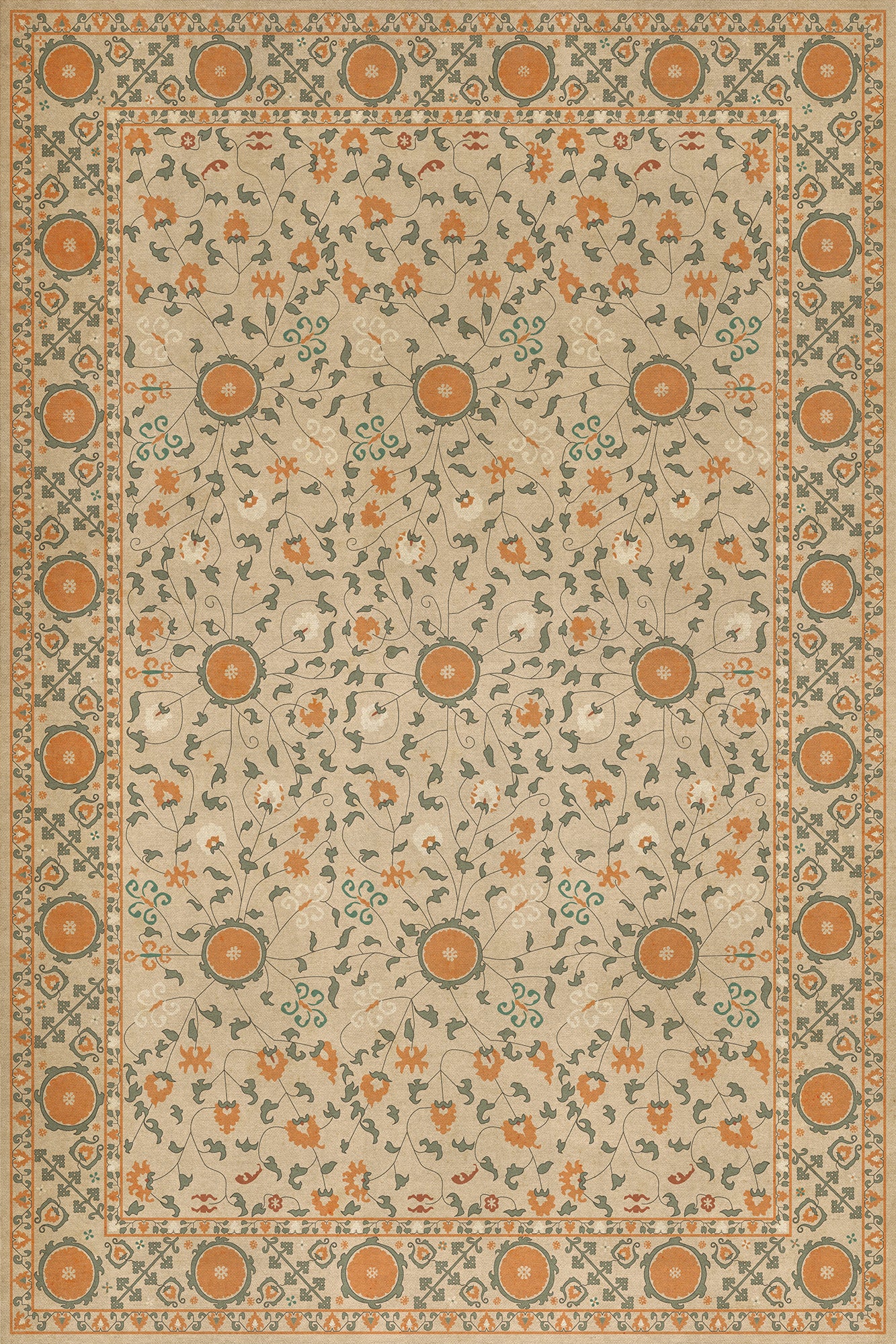 Persian Bazaar - Samarkand - Bahora 72x108 Vintage Vinyl Floorcloth