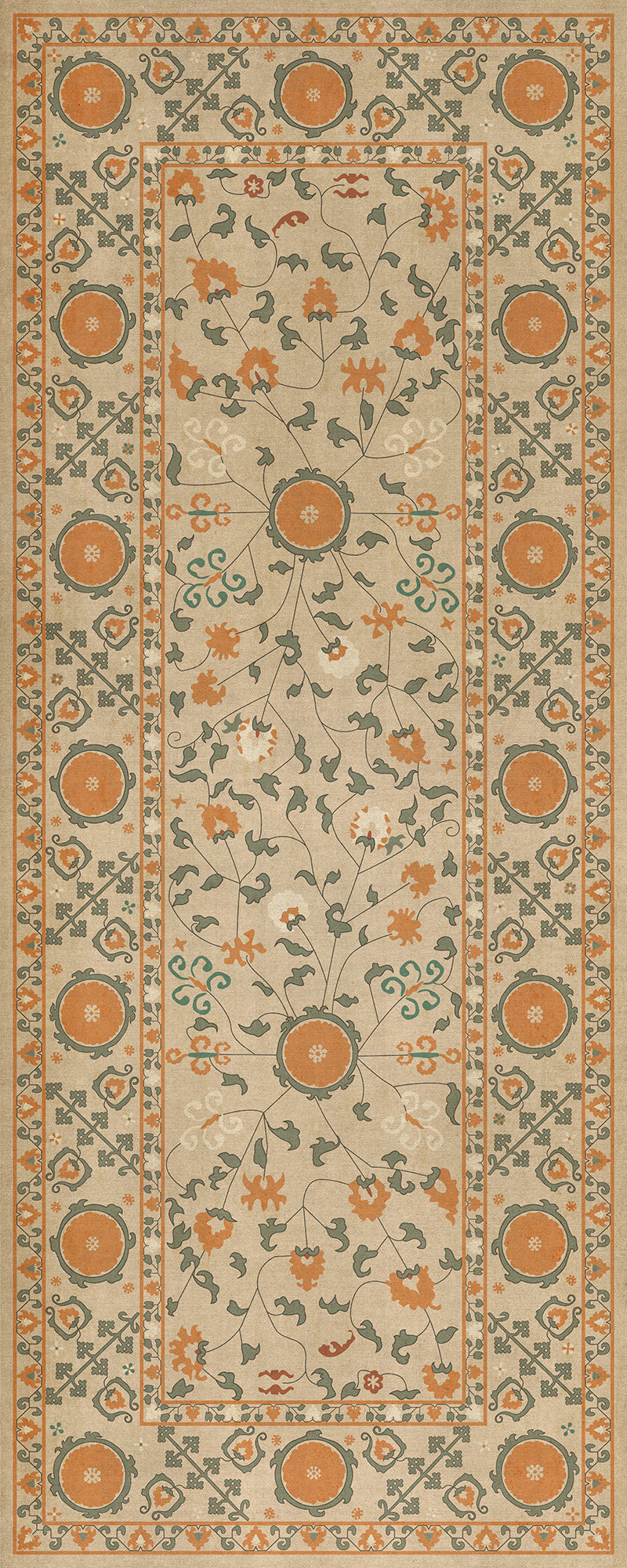 Persian Bazaar - Samarkand - Bahora 36x90 Vintage Vinyl Floorcloth