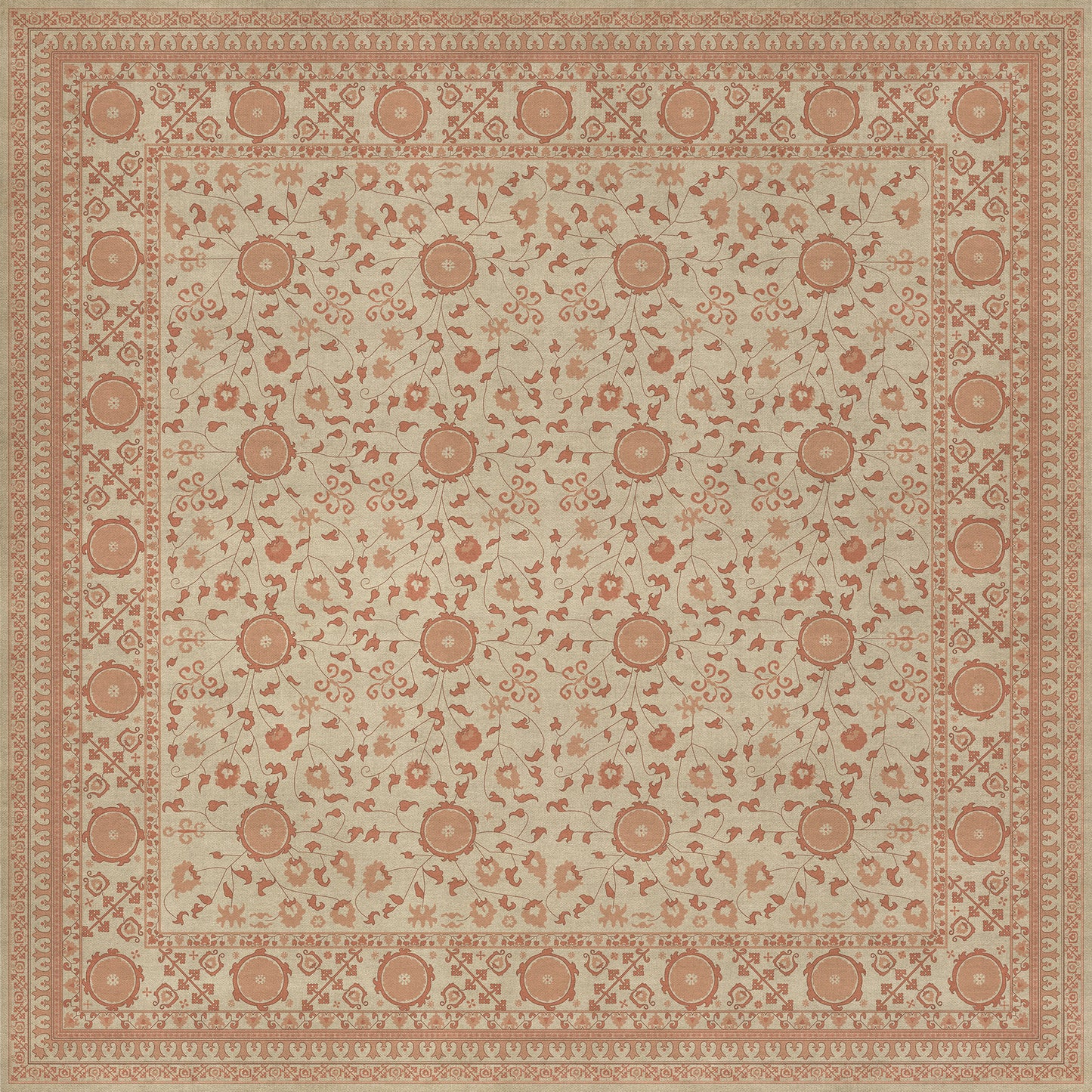 Persian Bazaar - Samarkand - Gazal 96x96 Vintage Vinyl Floorcloth