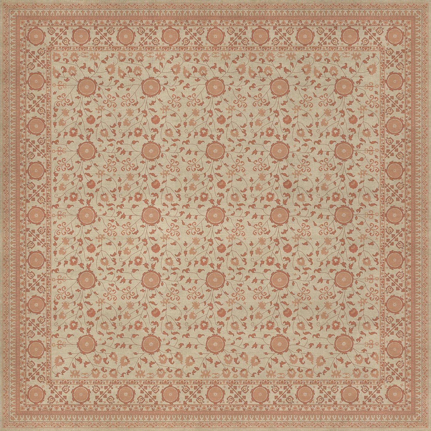 Persian Bazaar - Samarkand - Gazal 120x120 Vintage Vinyl Floorcloth