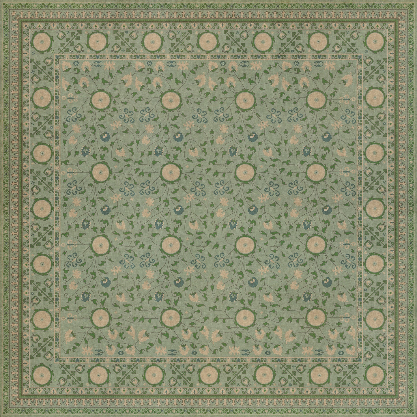 Persian Bazaar - Samarkand - Jonona 96x96 Vintage Vinyl Floorcloth