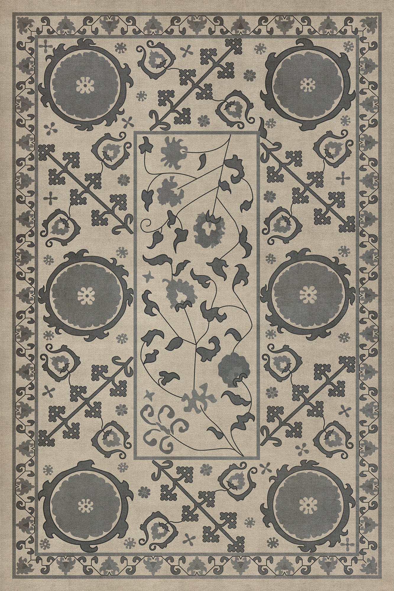Persian Bazaar - Samarkand - Kul Rang 20x30 Vintage Vinyl Floorcloth