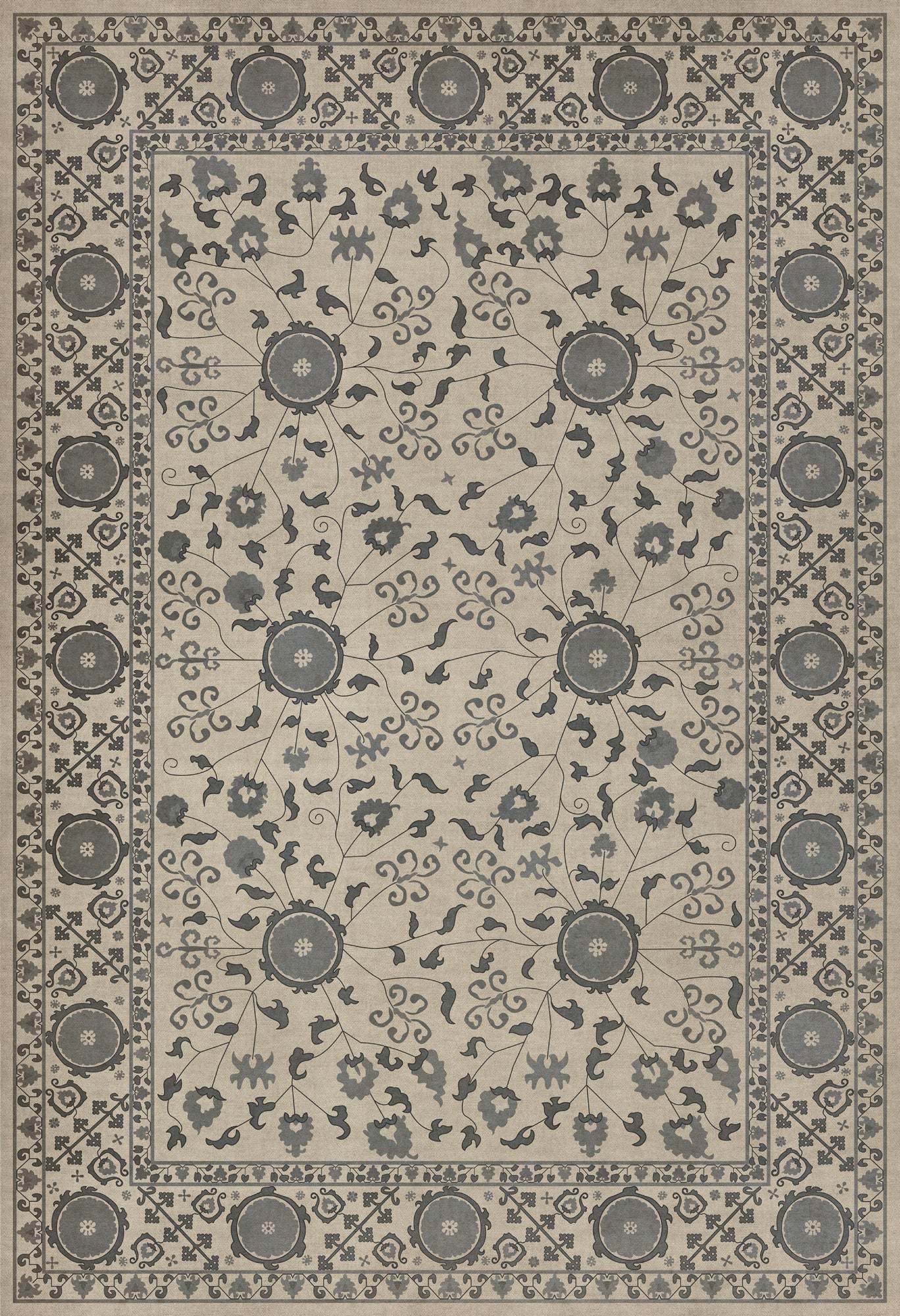 Persian Bazaar - Samarkand - Kul Rang 52x76 Vintage Vinyl Floorcloth