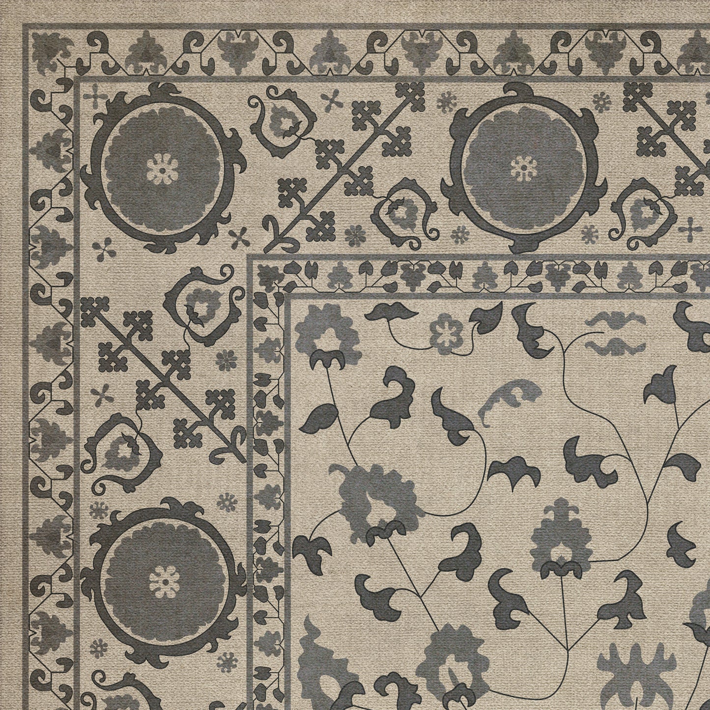 Persian Bazaar - Samarkand - Kul Rang 72x108 Vintage Vinyl Floorcloth