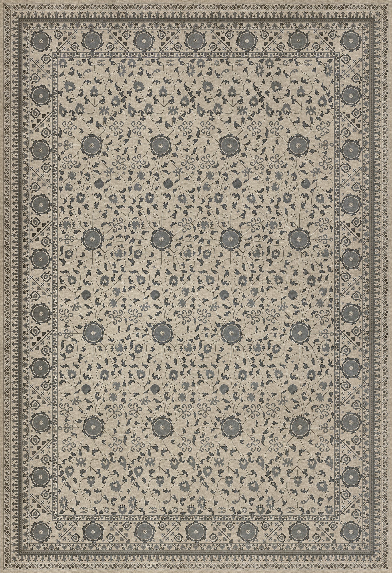 Persian Bazaar - Samarkand - Kul Rang 96x140 Vintage Vinyl Floorcloth
