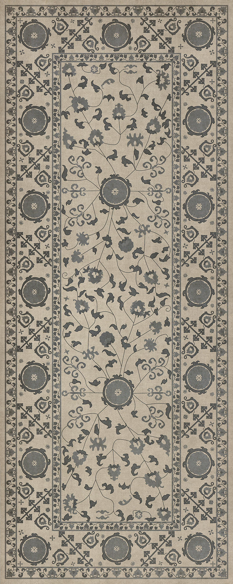 Persian Bazaar - Samarkand - Kul Rang 36x90 Vintage Vinyl Floorcloth