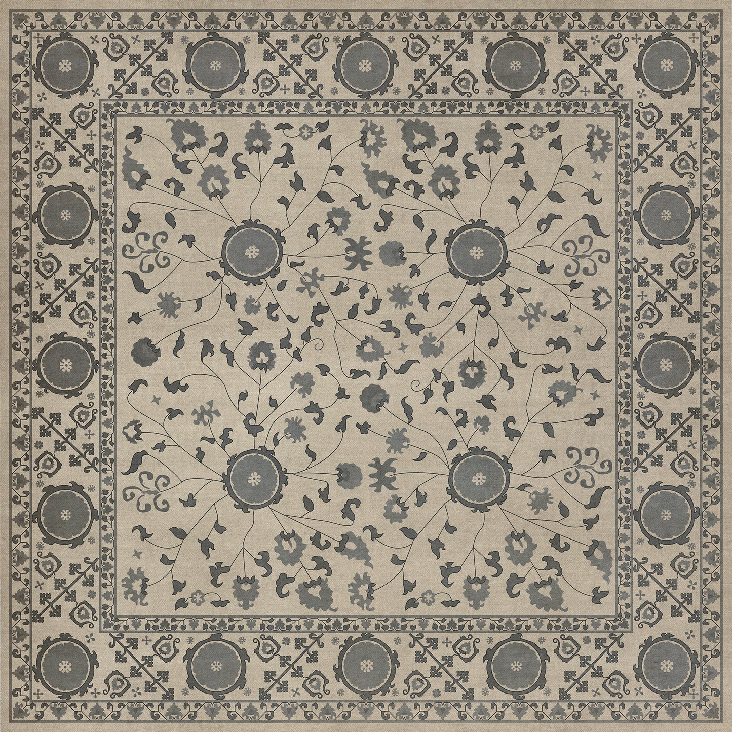 Persian Bazaar - Samarkand - Kul Rang 60x60 Vintage Vinyl Floorcloth