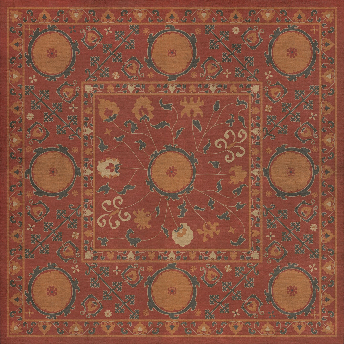 Persian Bazaar - Samarkand - Lola 36x36 Vintage Vinyl Floorcloth