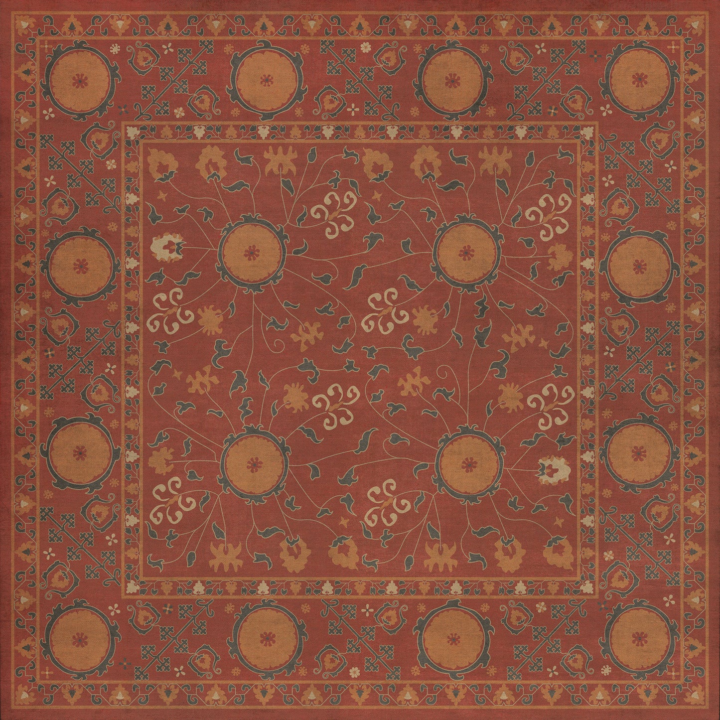 Persian Bazaar - Samarkand - Lola 48x48 Vintage Vinyl Floorcloth