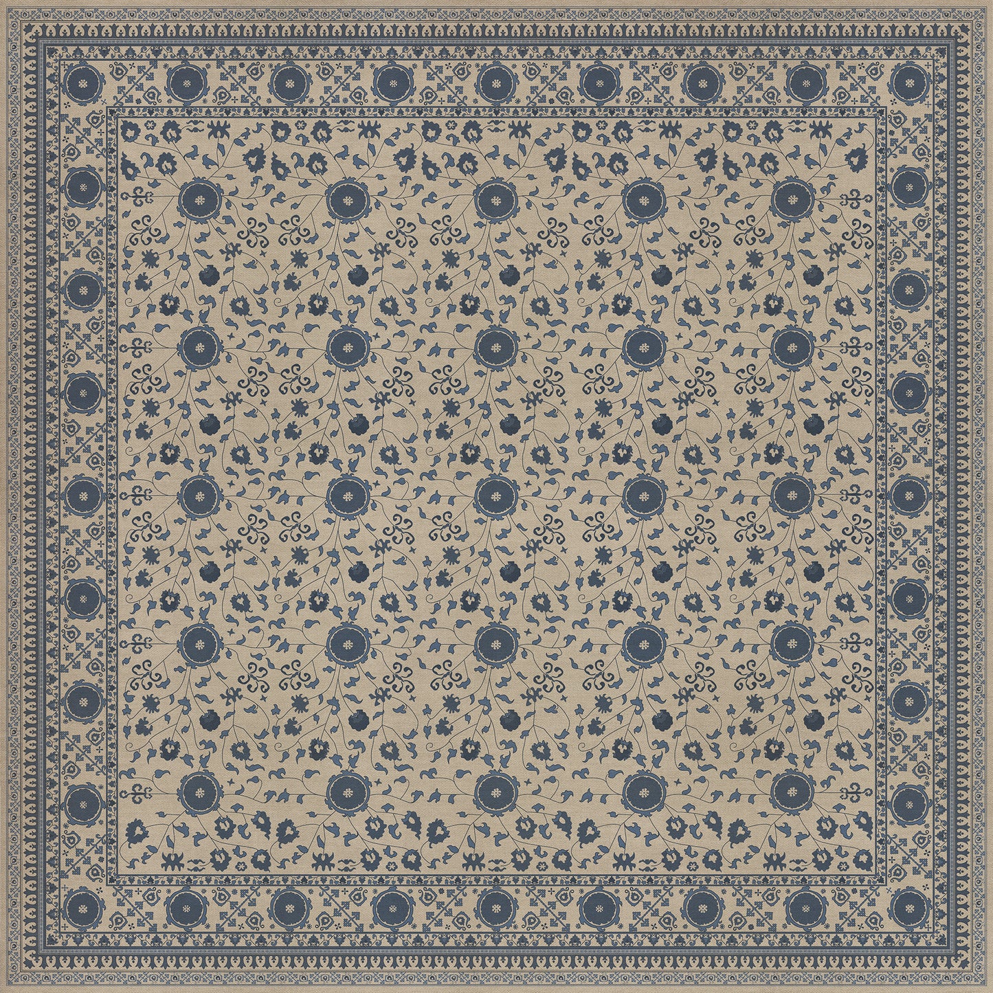 Persian Bazaar - Samarkand - Okean 120x120 Vintage Vinyl Floorcloth