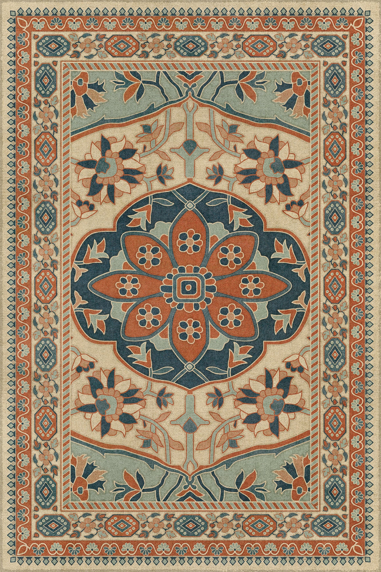 Persian Bazaar - Farahan - Ava 20x30 Vintage Vinyl Floorcloth