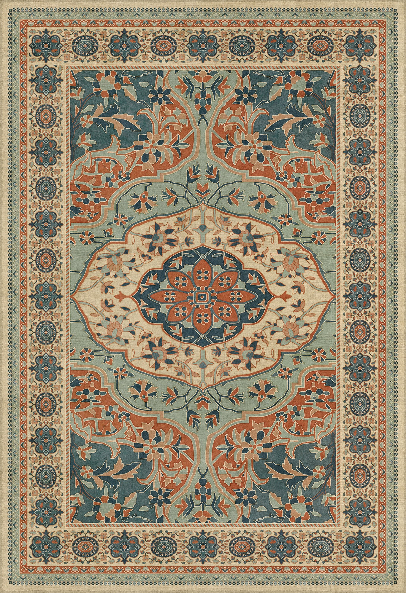 Persian Bazaar - Farahan - Ava 52x76 Vintage Vinyl Floorcloth