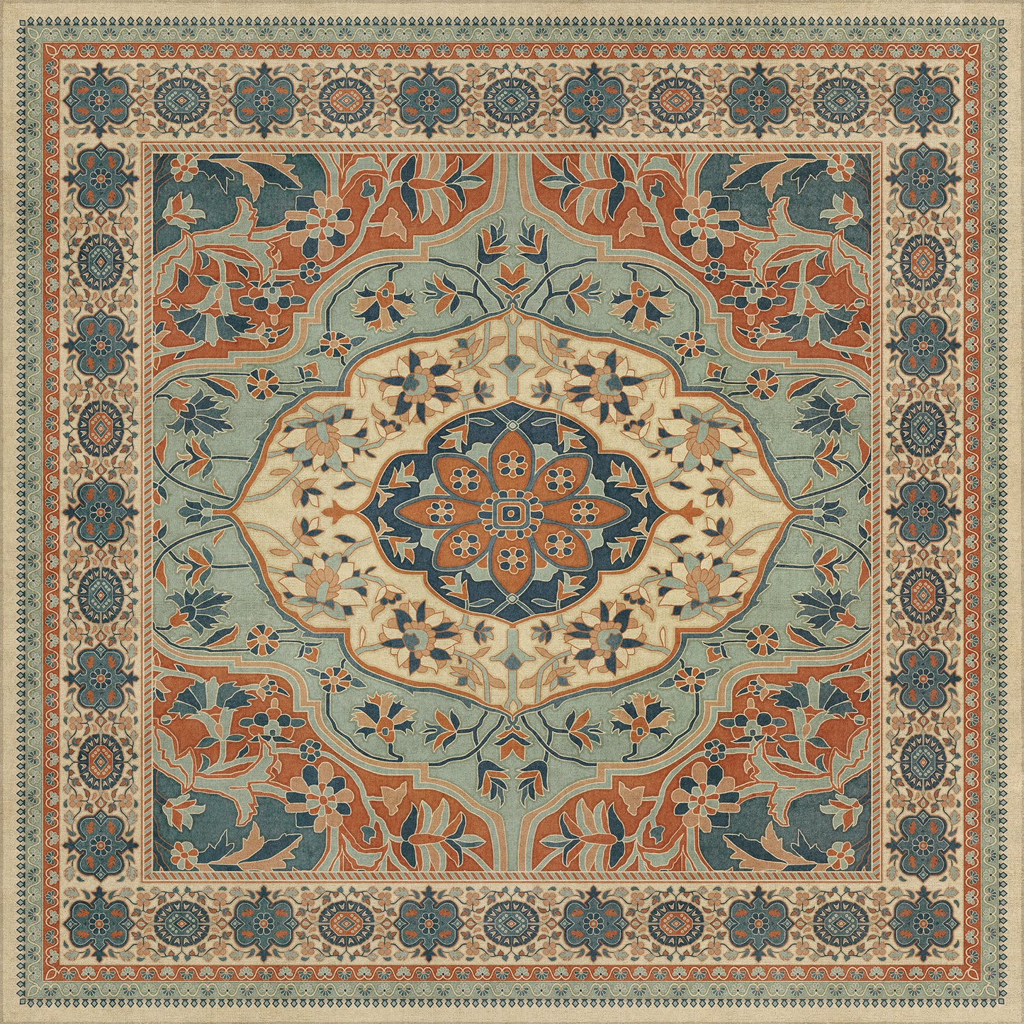 Persian Bazaar - Farahan - Ava 60x60 Vintage Vinyl Floorcloth
