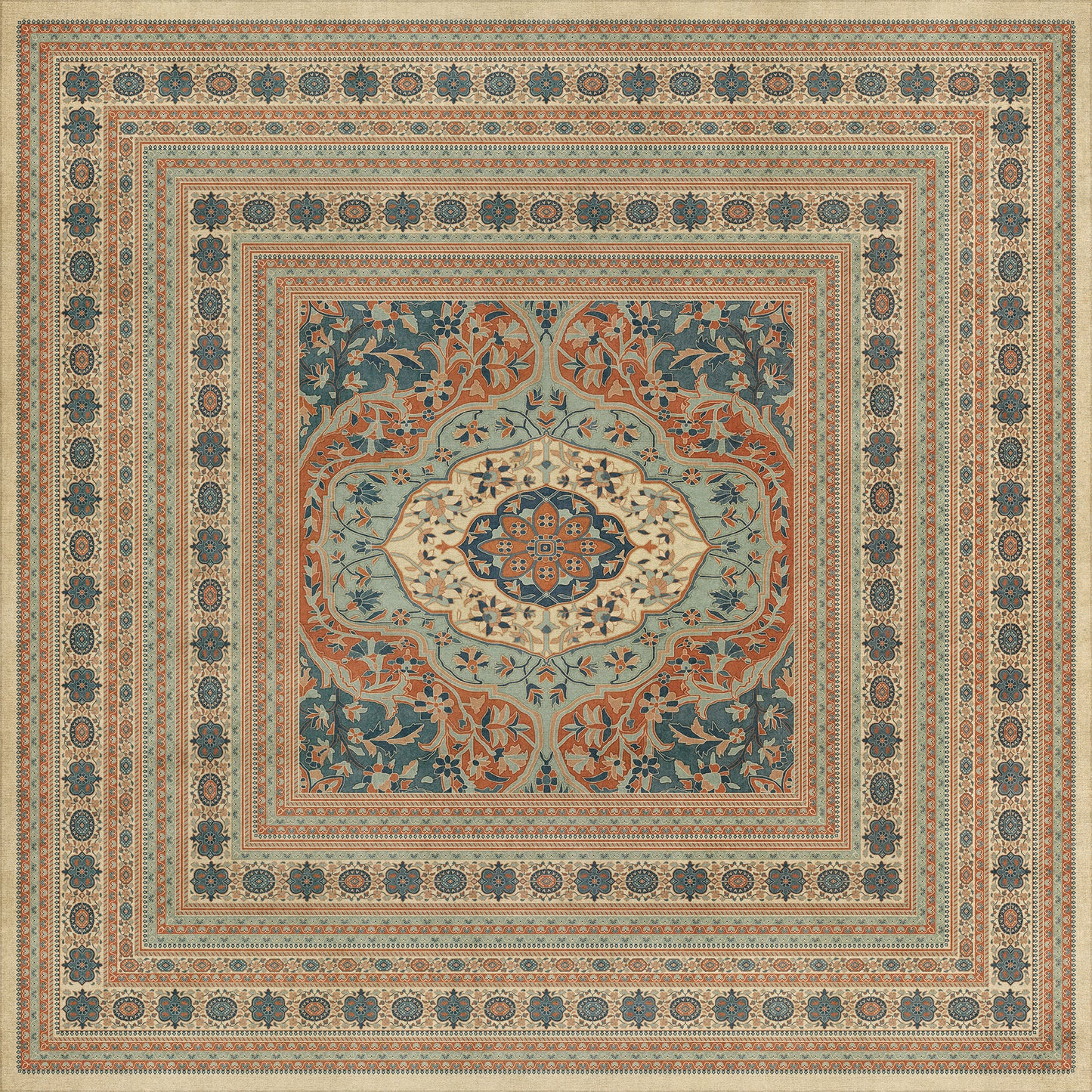 Persian Bazaar - Farahan - Ava 120x120 Vintage Vinyl Floorcloth