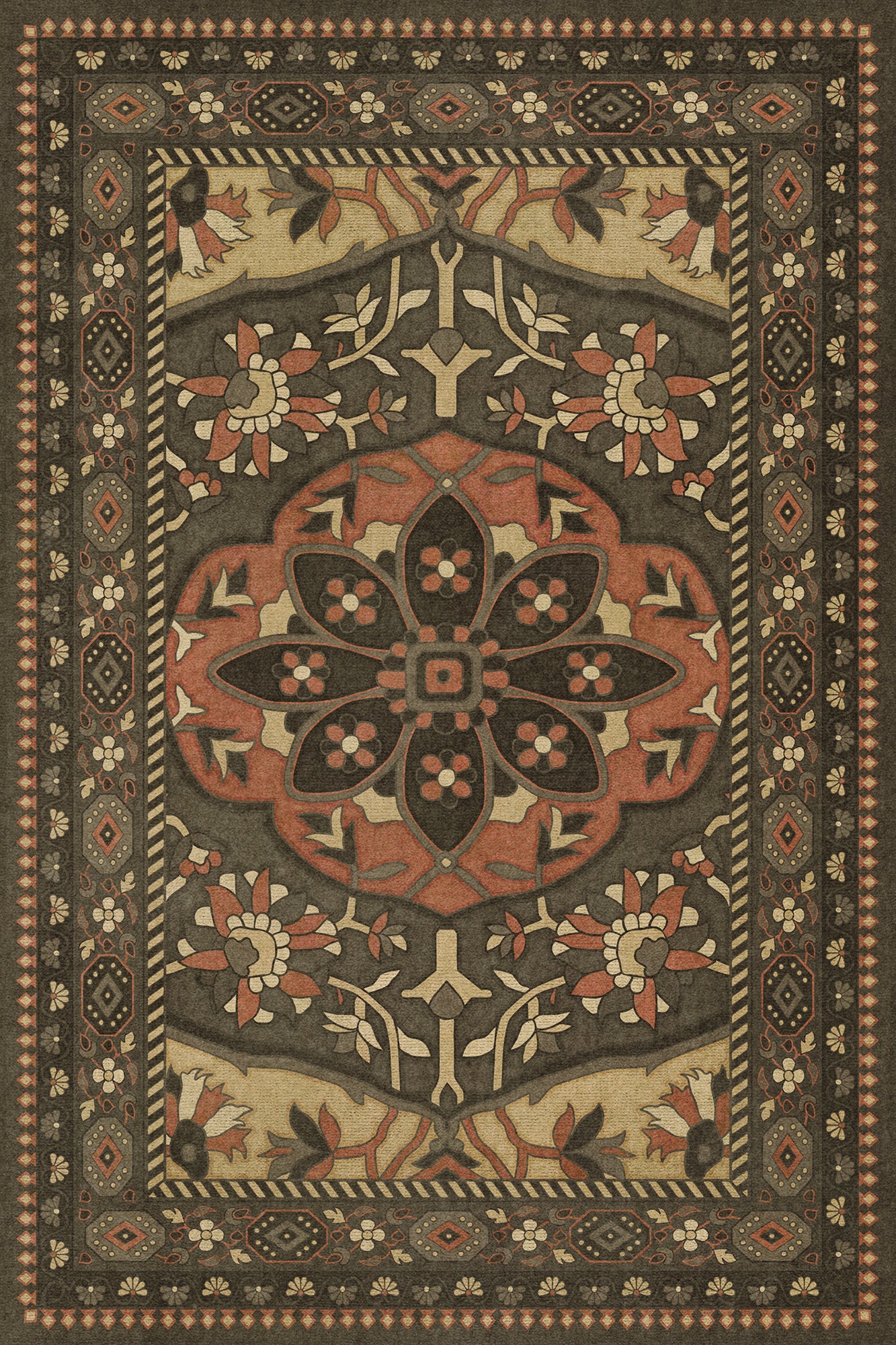 Persian Bazaar - Farahan - Azar 20x30 Vintage Vinyl Floorcloth