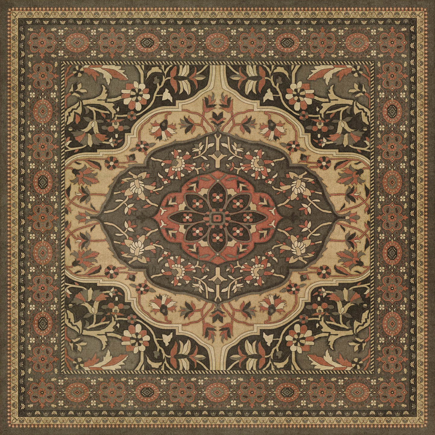 Persian Bazaar - Farahan - Azar 60x60 Vintage Vinyl Floorcloth