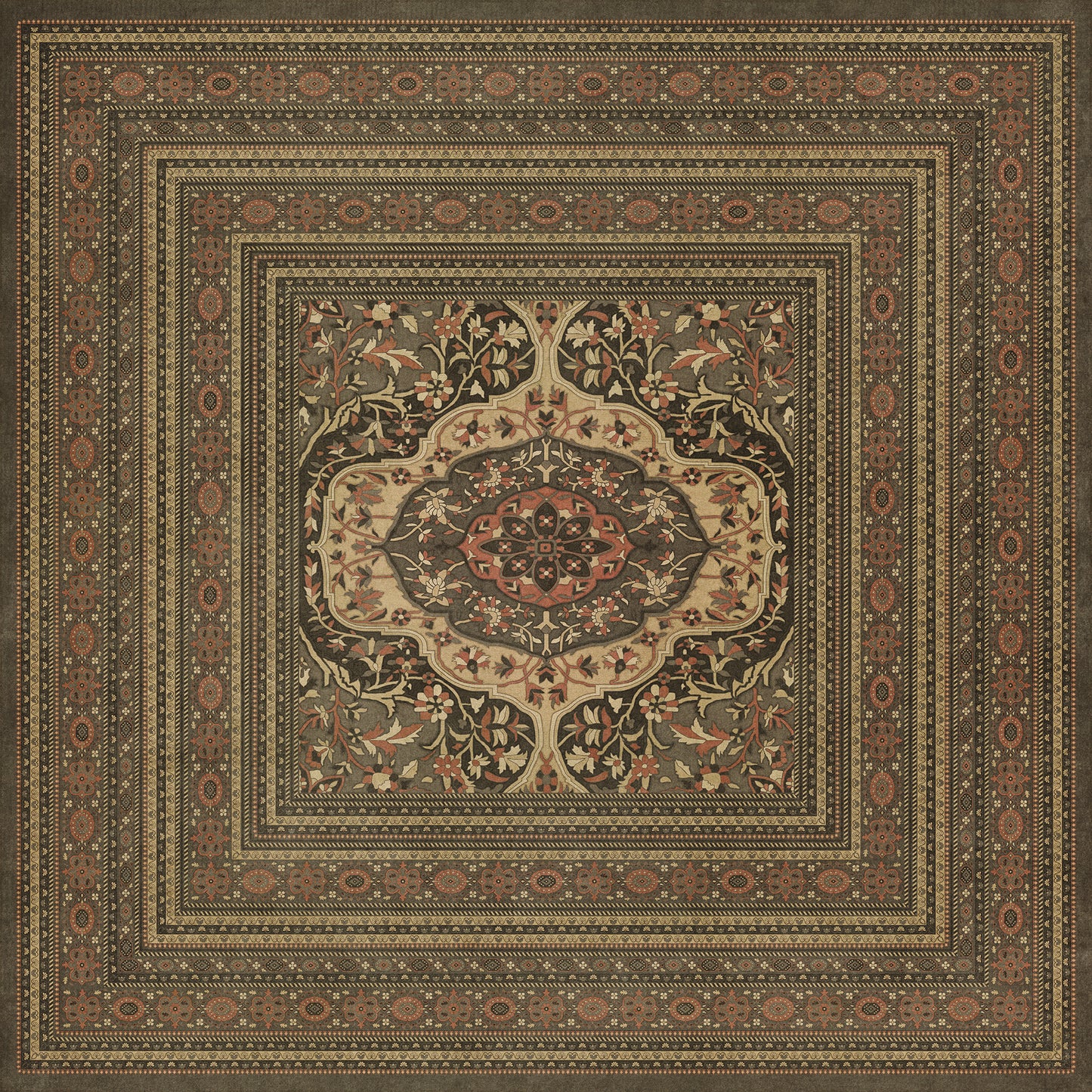 Persian Bazaar - Farahan - Azar 120x120 Vintage Vinyl Floorcloth
