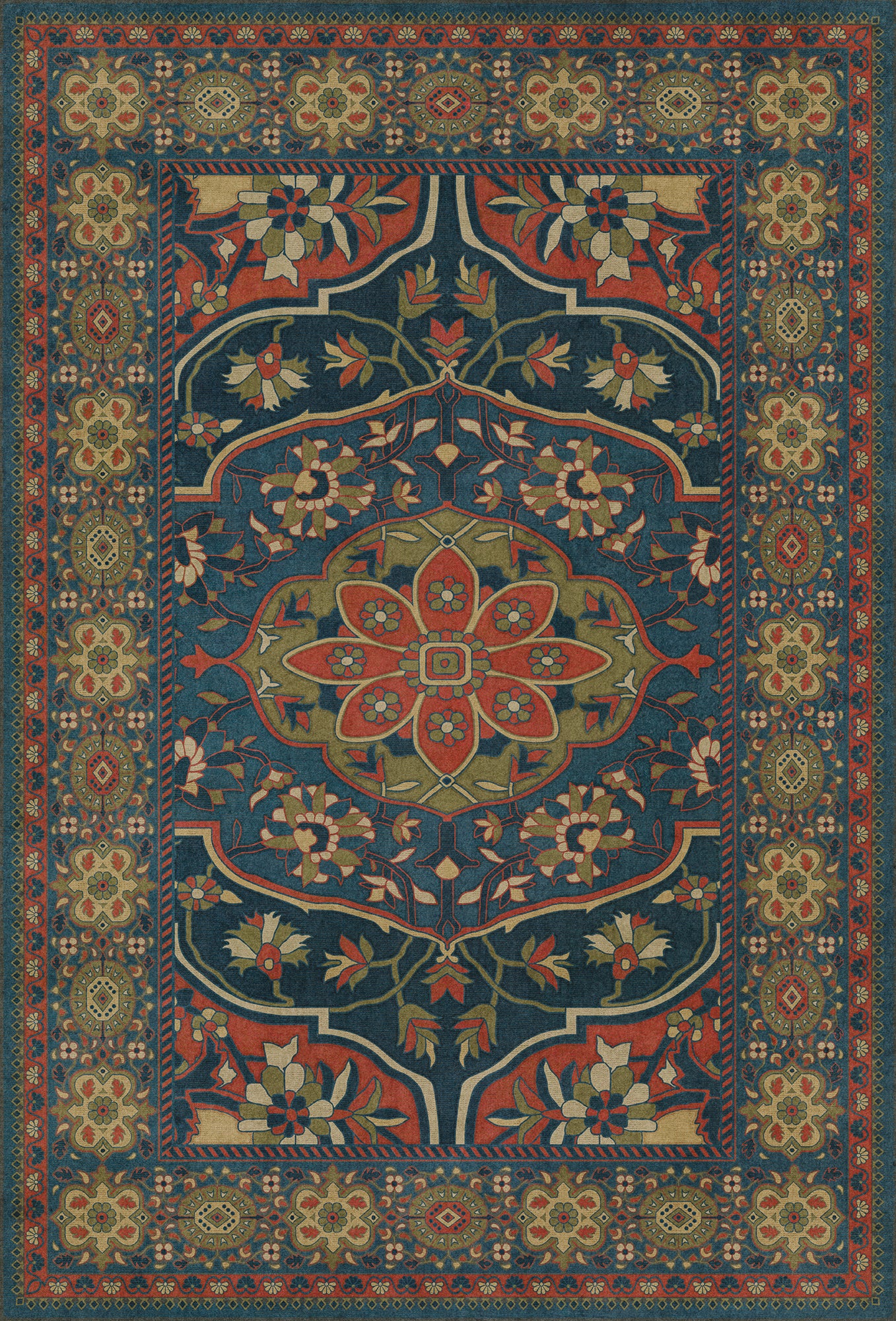 Persian Bazaar - Farahan - Delara 38x56 Vintage Vinyl Floorcloth